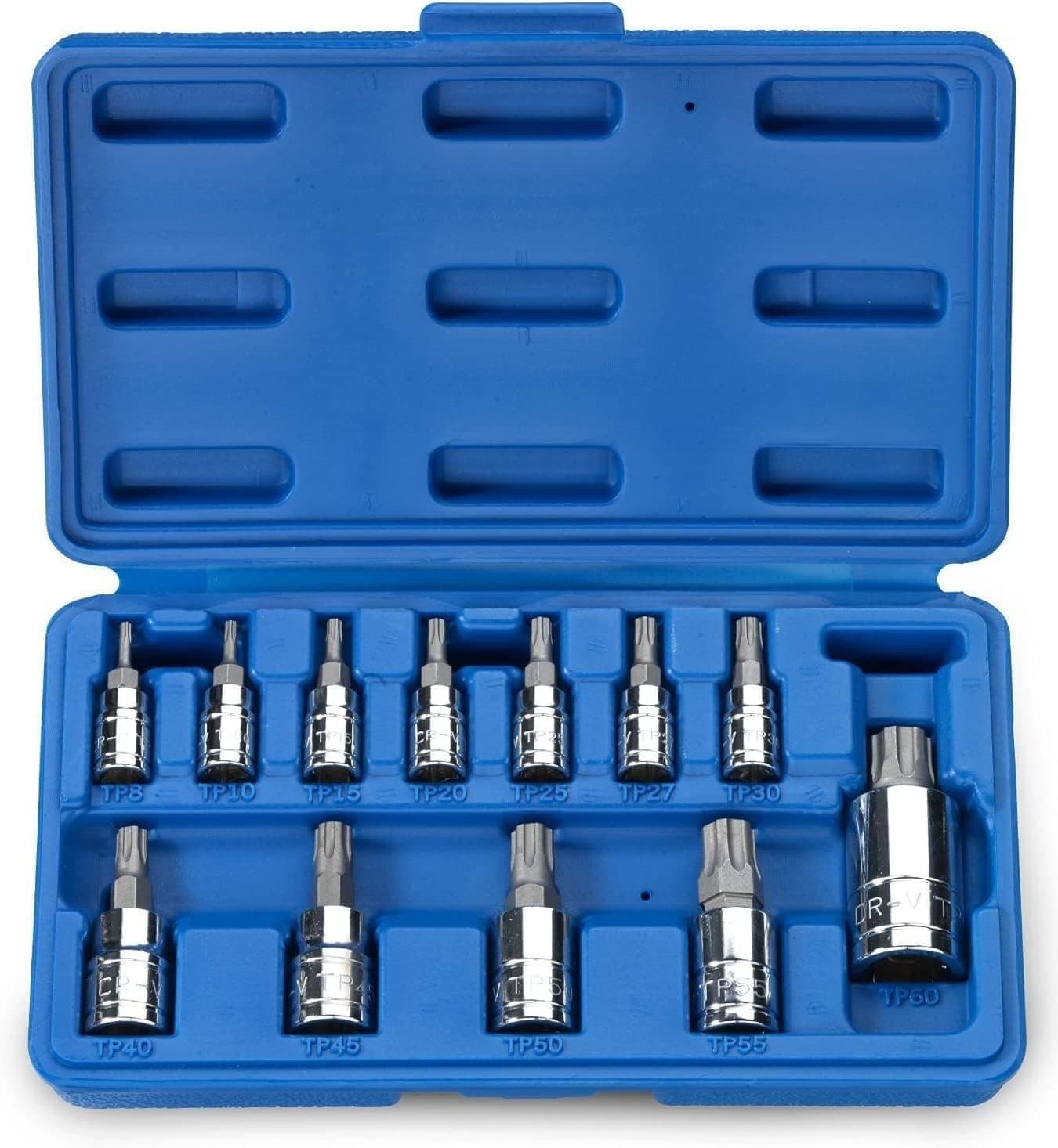 Neiko 10086A 6 Point Torx Plus Bit Socket Set, 1/4-Inch, 3/8-Inch and 1/2-Inch Drive, TP8 - TP60, 12-Piece