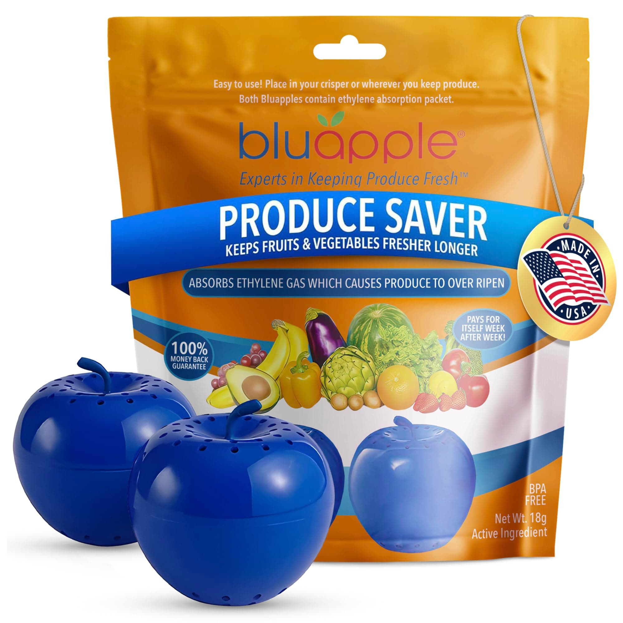 Bluapple 2 Pack Freshness Extender Absorbs Ethylene Gas Keeps Produce Fresher Longer