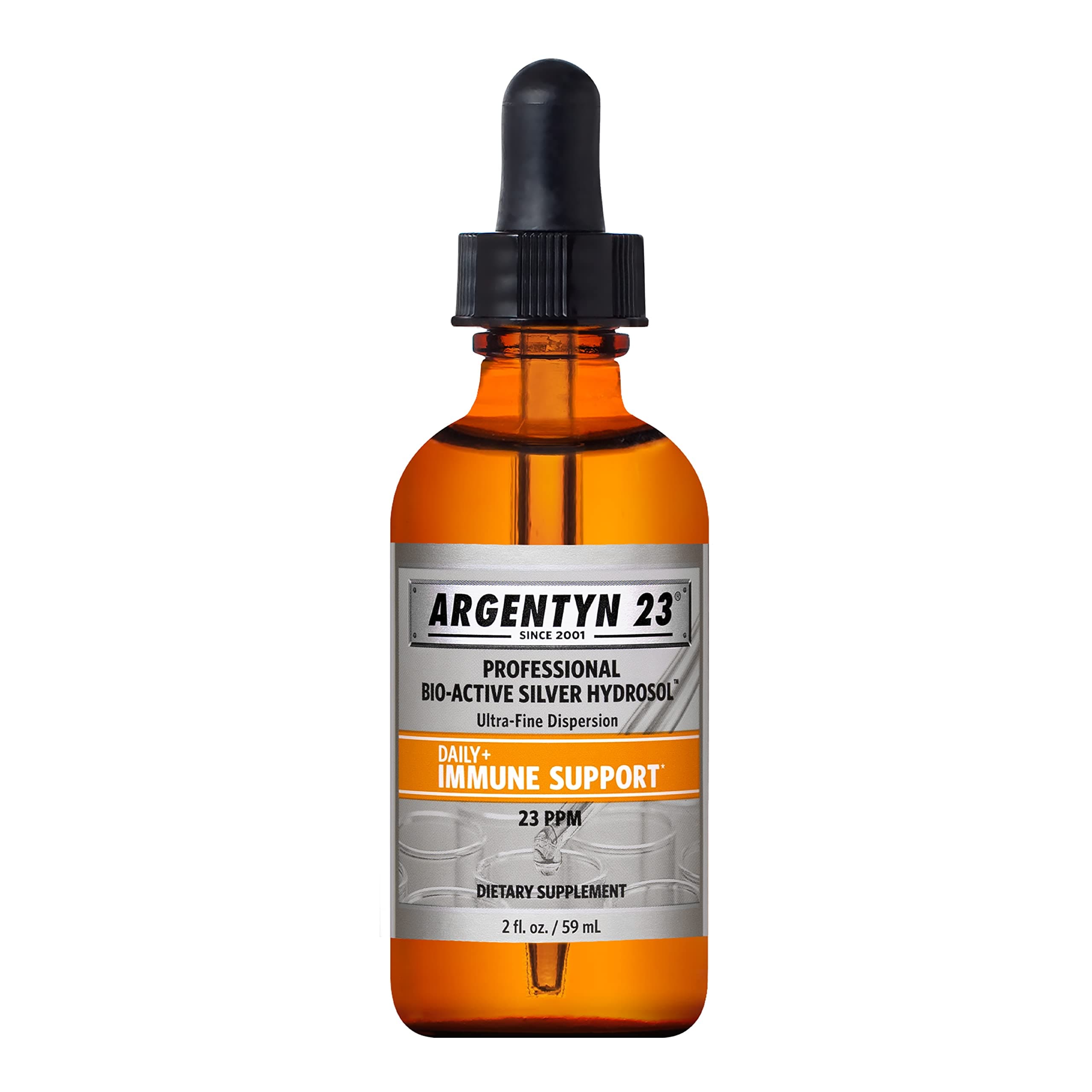Argentyn 23 Professional Bio-Active Silver Hydrosol for Immune Support – Colloidal Silver, 23ppm, 2oz (59mL) – Dropper-Top
