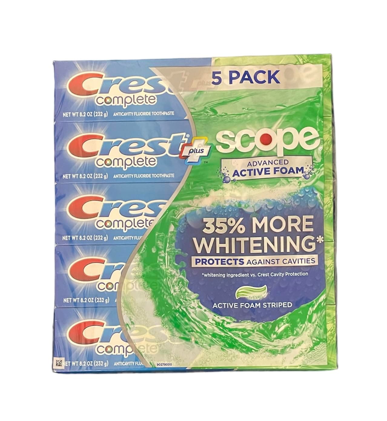 Complete Toothpaste Plus Scope Advanced Active Foam, Striped, 8.2 Ounce (Pack of 5)