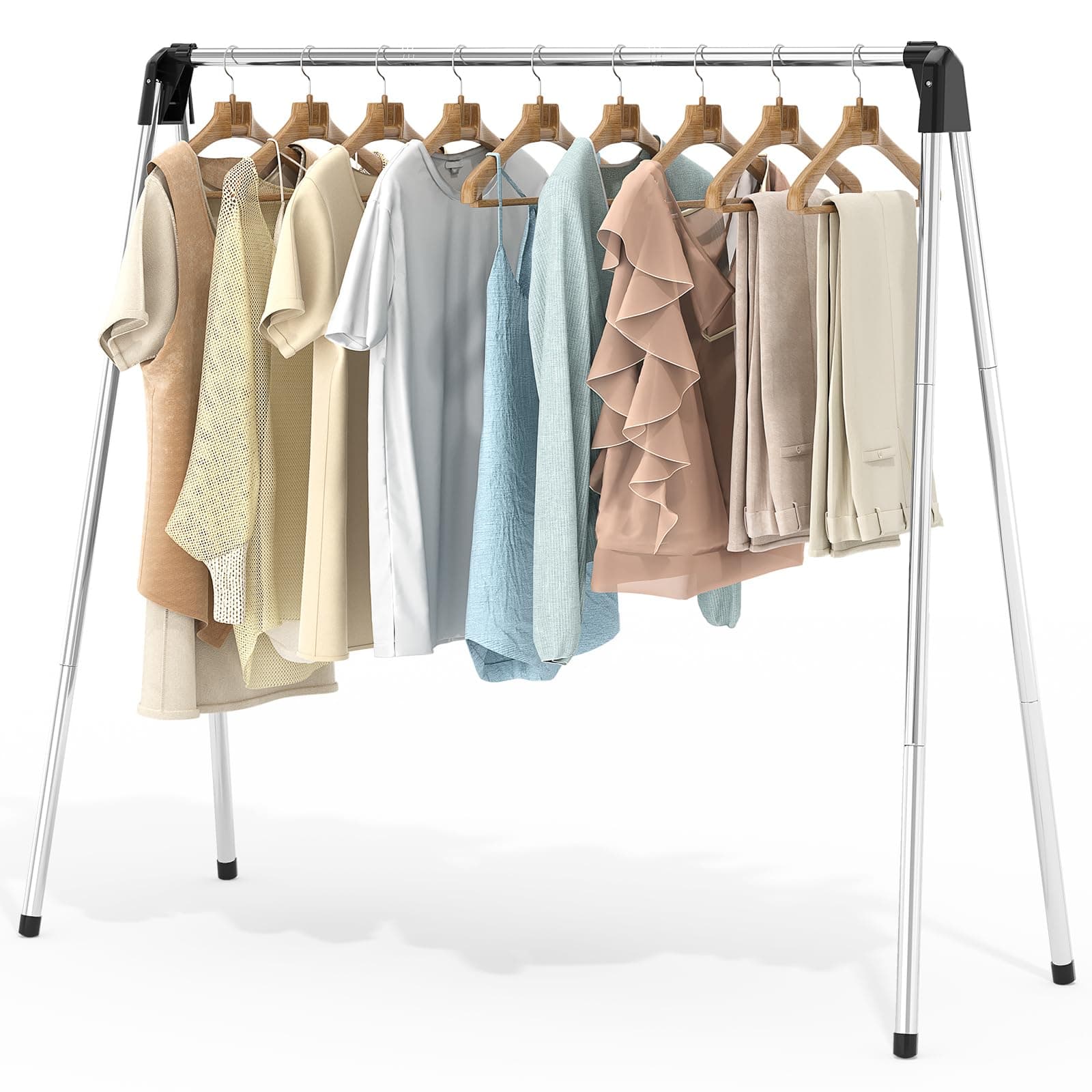 APEXCHASER Foldable Clothes Drying Rack, 55'' Collapsible Laundry Clothes Airer Width Heavy Duty Hanger for Sweaters Baby Clothes Towels Portable Indoor Outdoor for Home Travel