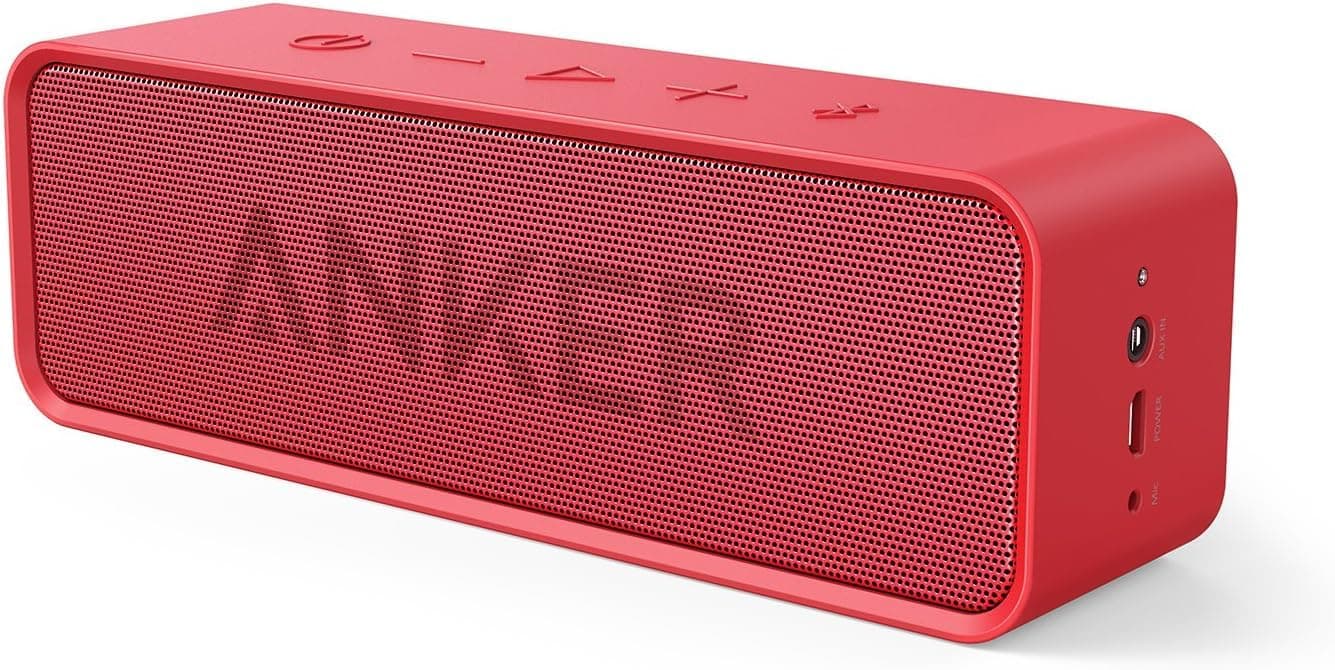 Anker Soundcore Portable Wireless Bluetooth Speaker with 24-Hour Playtime, 66ft Range, 10W Stereo Sound, Rich Bass, Built-in Mic, Ideal for iPhone, Samsung, Traveling, Shower Use, and More - Red