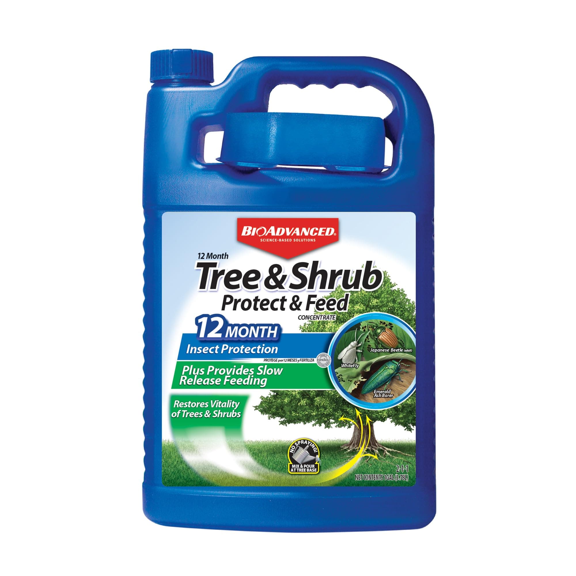 12 Month Tree and Shrub Protect and Feed Concentrate, 1 Gal, Insect Killer, Tree Fertilizer & Plant Food