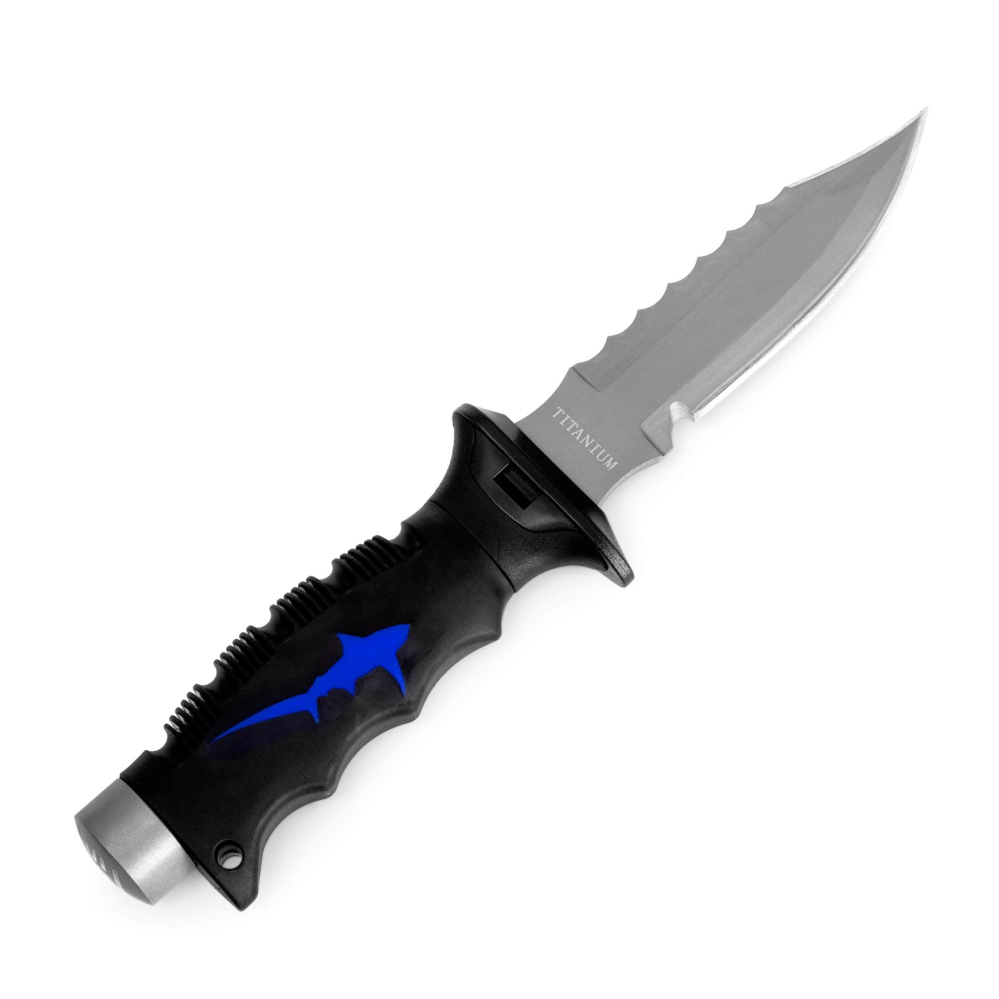 5” Titanium Dive Knife with Leg Strap and Sheath - Premium Diving Knives with Serrated Edges (Multi-Color Sharp Tip)