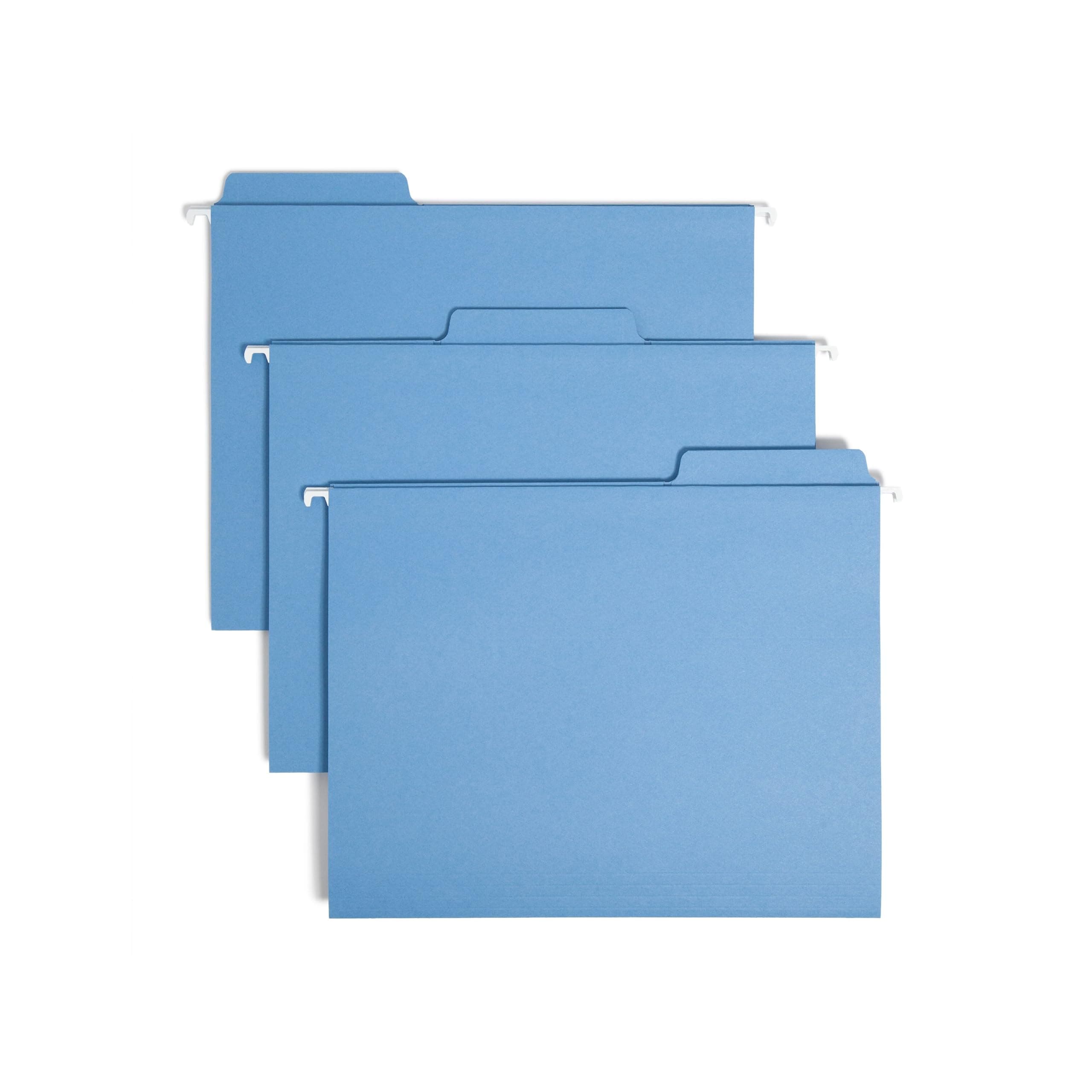 Smead FasTab Hanging File Folders, 20 Count, Blue, 1/3-Cut Built-in Tabs, Letter Size (64099)