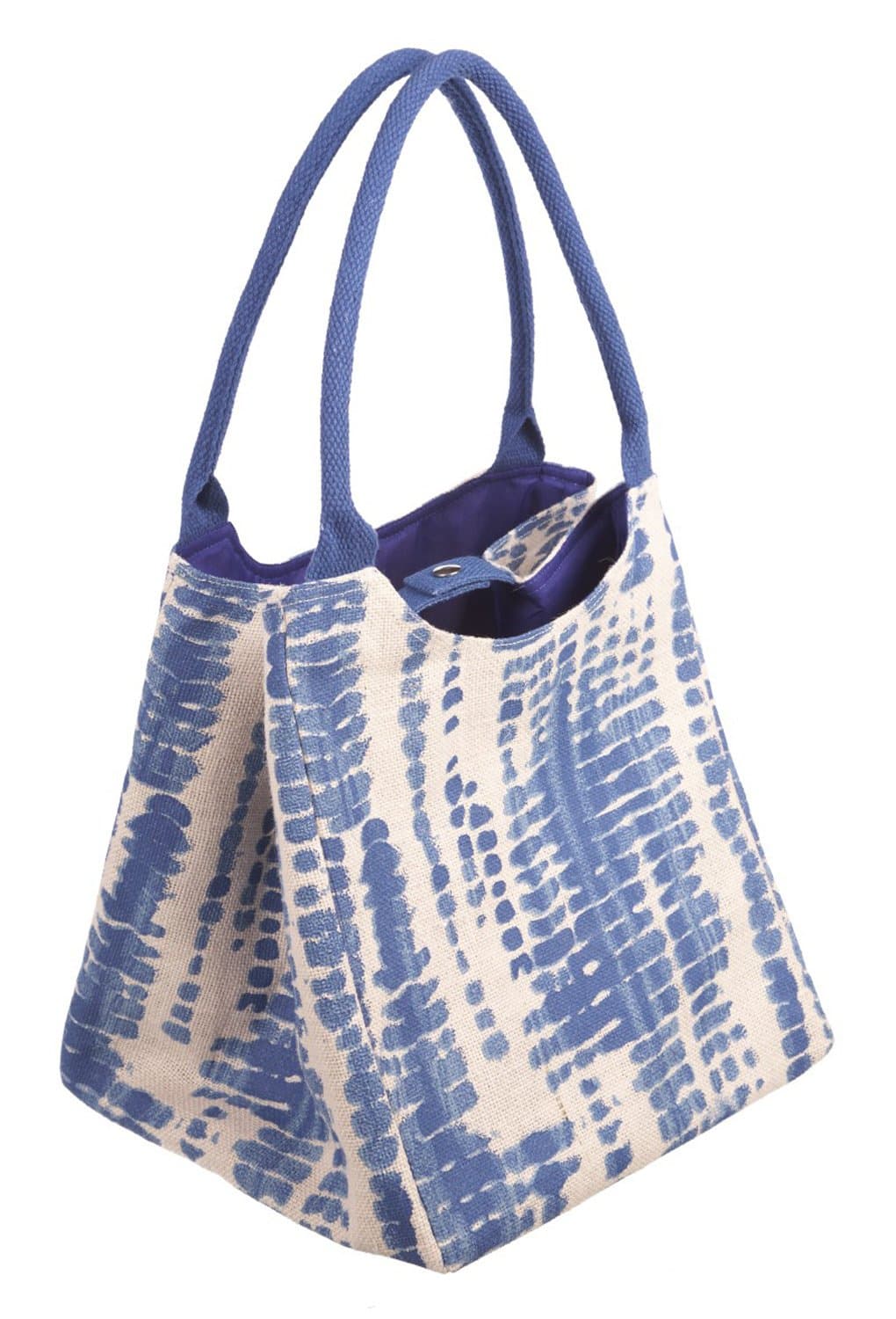 Style 101 Blue Blotch Egshell Colored Canvas Tote Bag - By Ganz