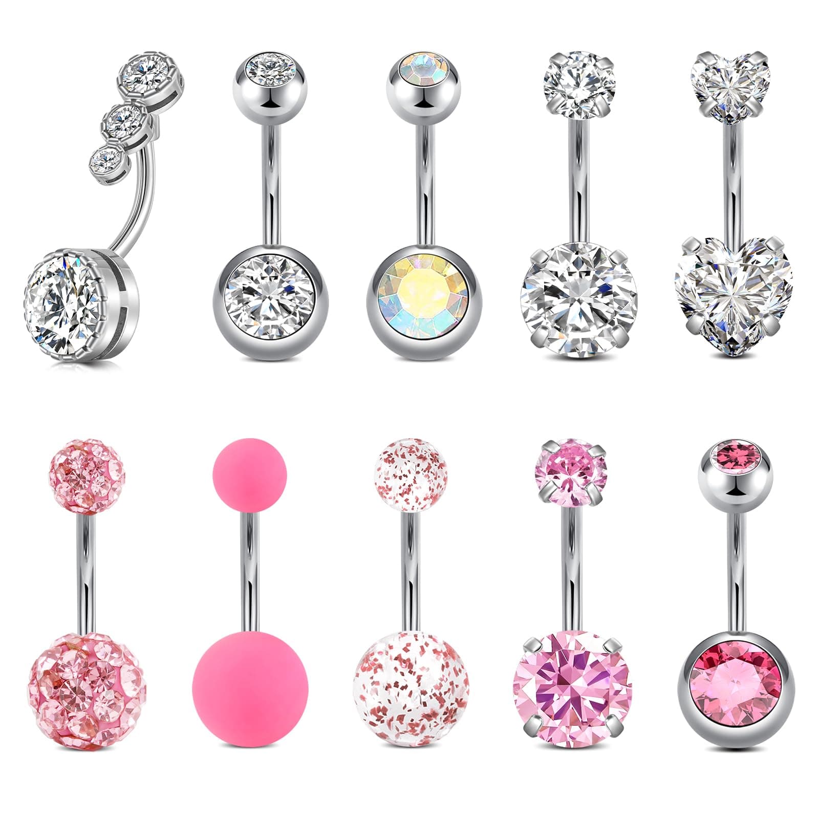 Briana Williams Belly Button Ring Belly Rings Belly Button Piercing Gold Belly Button Ring for Women Clicker Belly Ring Belly Piercing Stainless Steel 14g 10mm Blley Navel Rings Piercing Jewelry