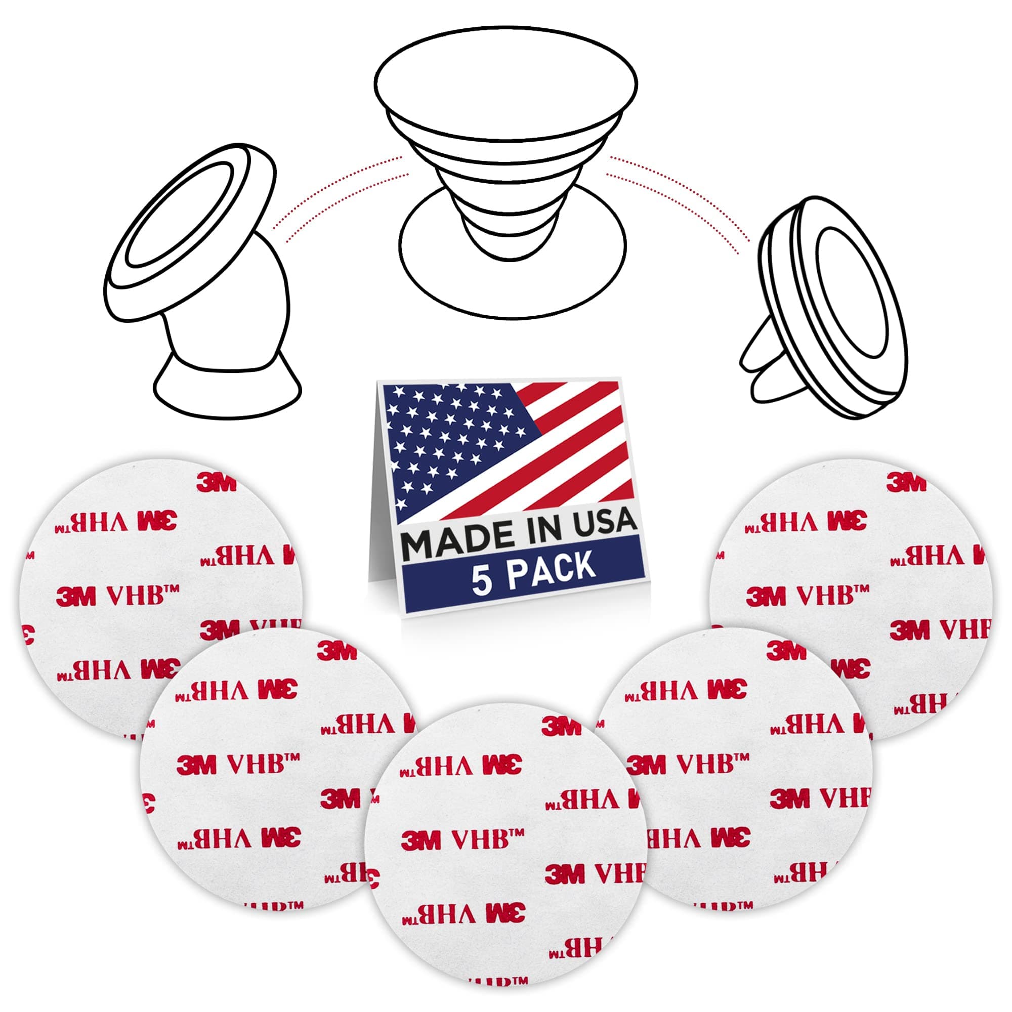 VolariumPop Sticky Adhesive Replacement: Smart Sticky Stand for Socket, Pop Expanding Stand and Grip, Pop Adhesive Replacement, Double Sided Circle Mount, 5-PCs 1.4 in Circle