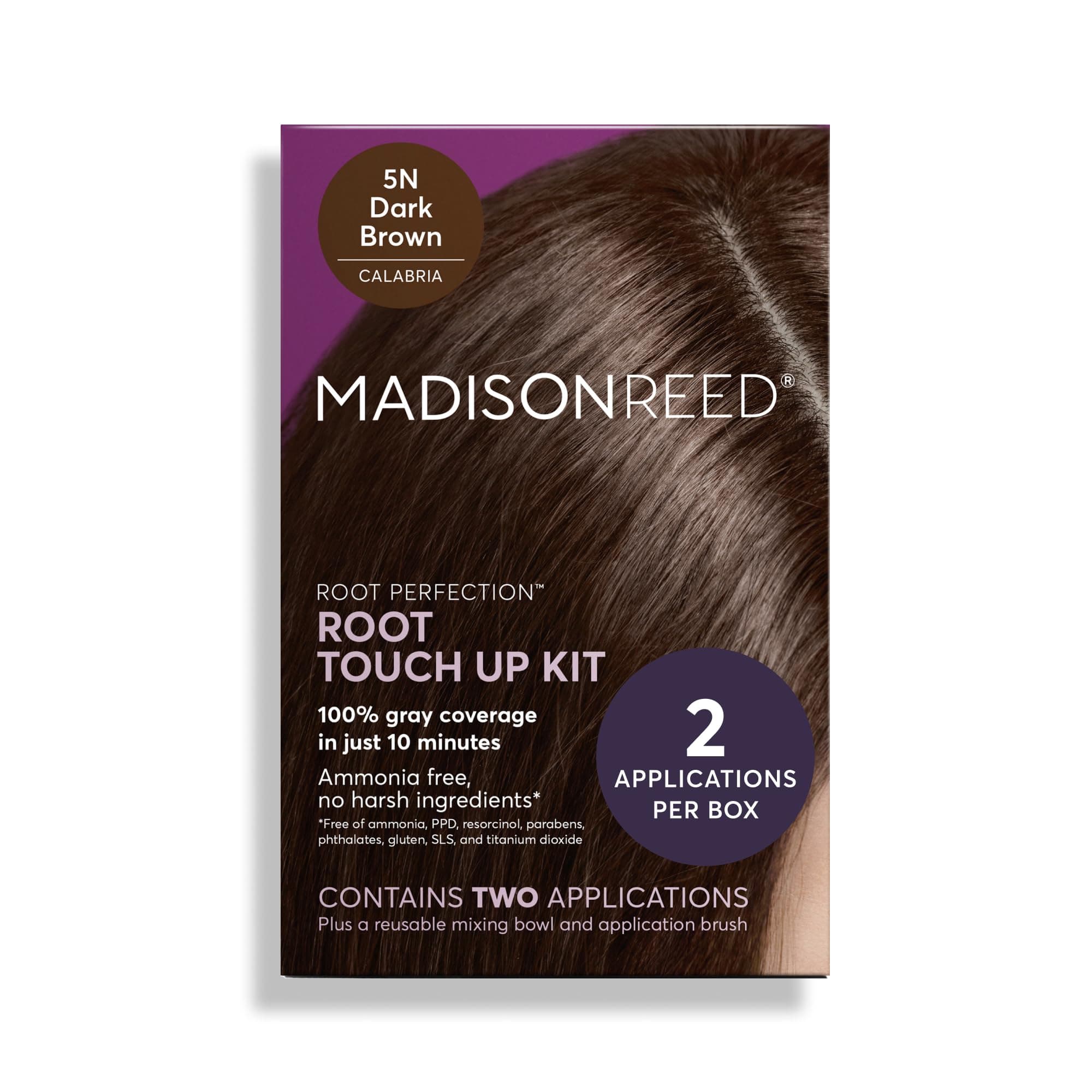 Madison Reed Root Perfection Permanent Root Touch Up, Dark Brown 5N Calabria, 10 Minutes for 100% Gray Root Coverage, Ammonia-Free Hair Dye, Two Applications
