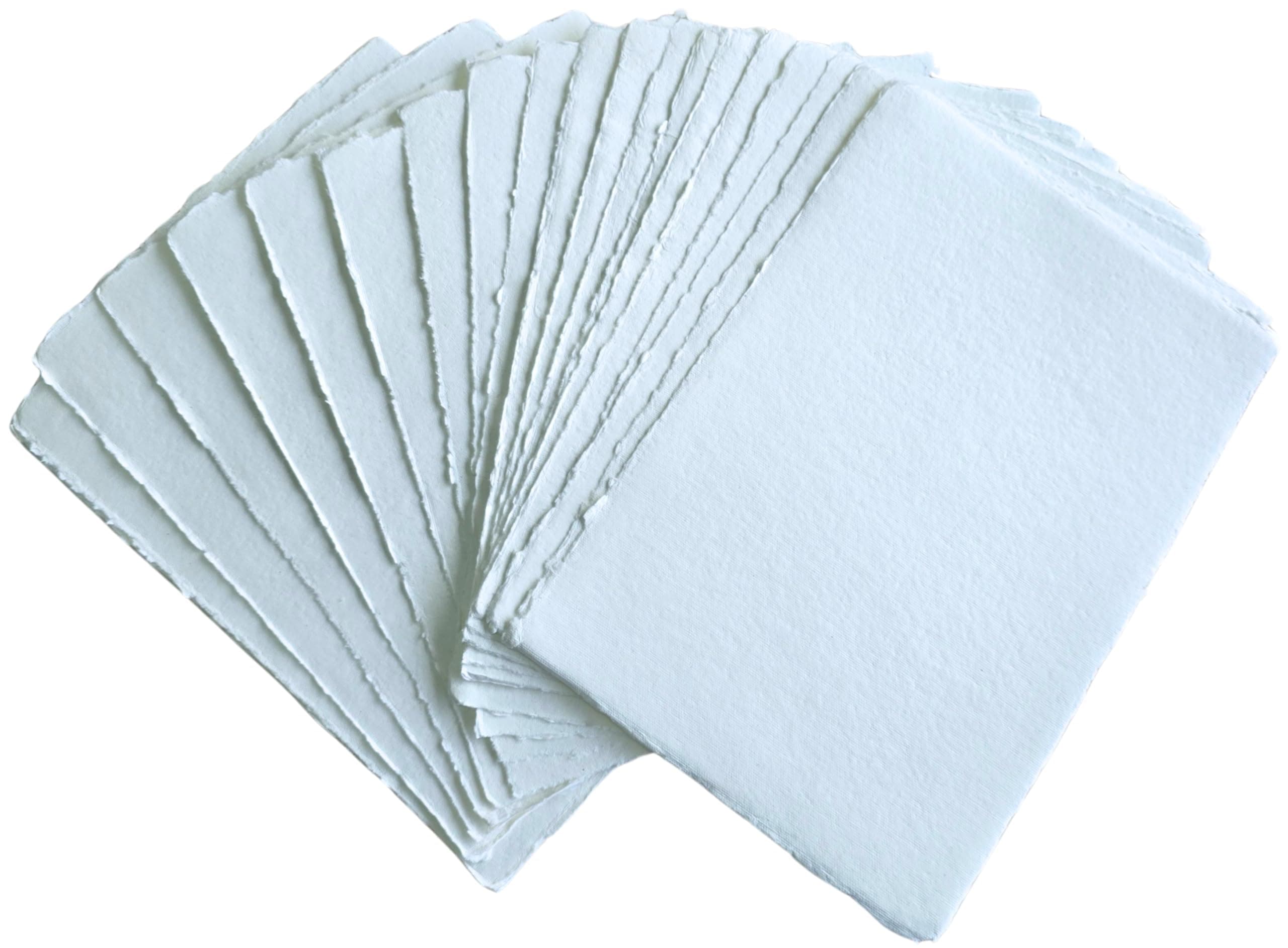 KhpalKar Handmade Deckle Edge Cotton Paper 20 Sheets A4 Size 300 GSM White Color 100% Cotton Ecologically for Greetings Cards Invitions Calligraphy Wedding Stationery and Painting