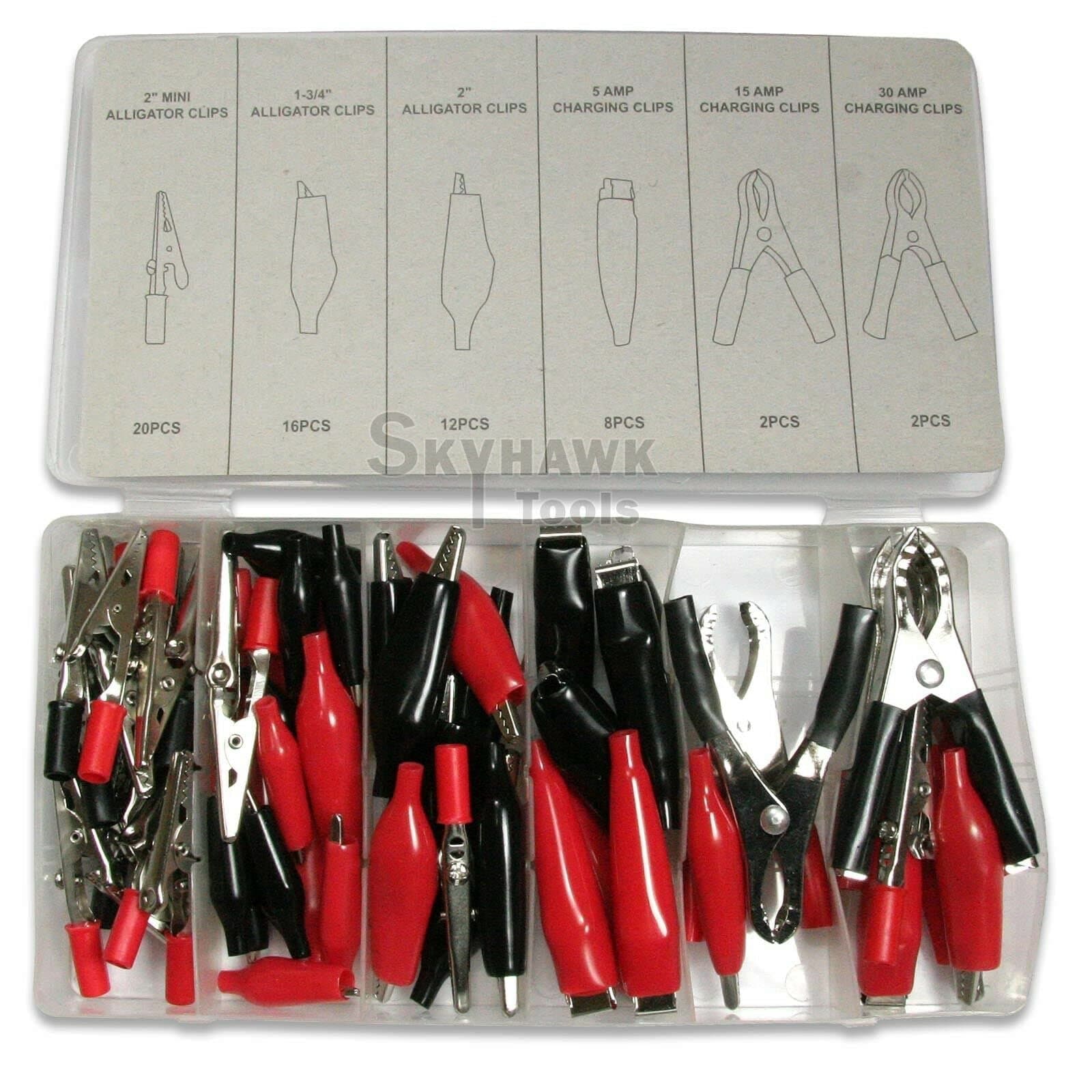 Cal-HawkCAL-HAWK 60 pc. Alligator Clip Test Lead Assortment Electrical Battery Clamp Connector Kit