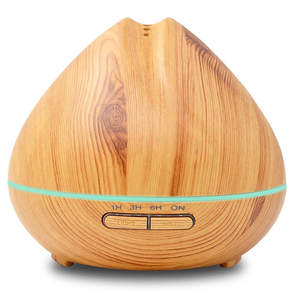 Aroma Diffuser 400ML Aromatherapy Essential Oil Humidifier with 7 Color LED Lights and Waterless Auto Shut-off for Home, Yoga, Office, Spa - Wood Grain