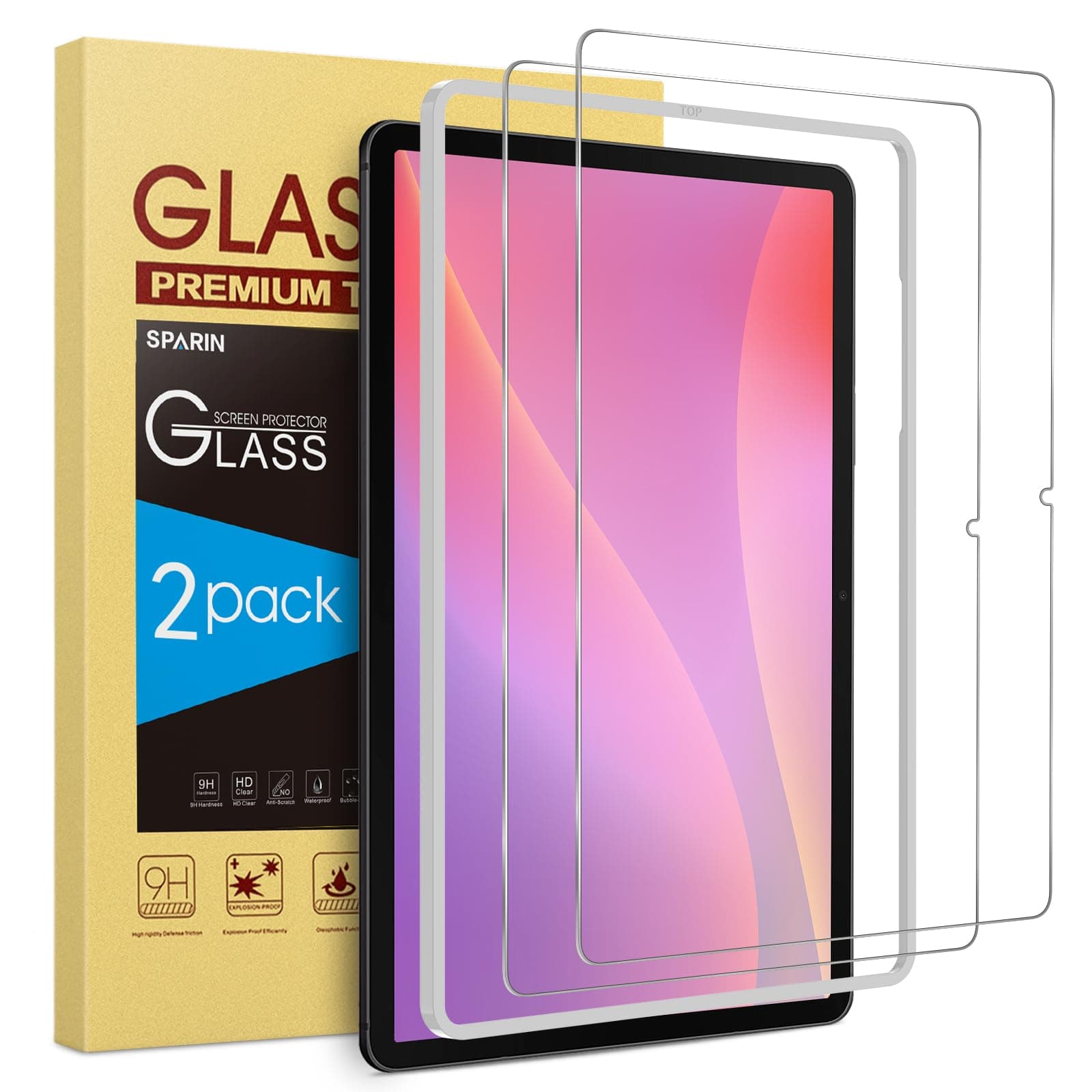 - SPARIN 2 Pack Screen Protector for Samsung Galaxy Tab S10 Lite/S10 FE/S9 FE 5G 10.9 inch & Galaxy Tab S9 11 inch, with Easy Installation Frame, 9H Tempered Glass Case Friendly/S Pen Compatible