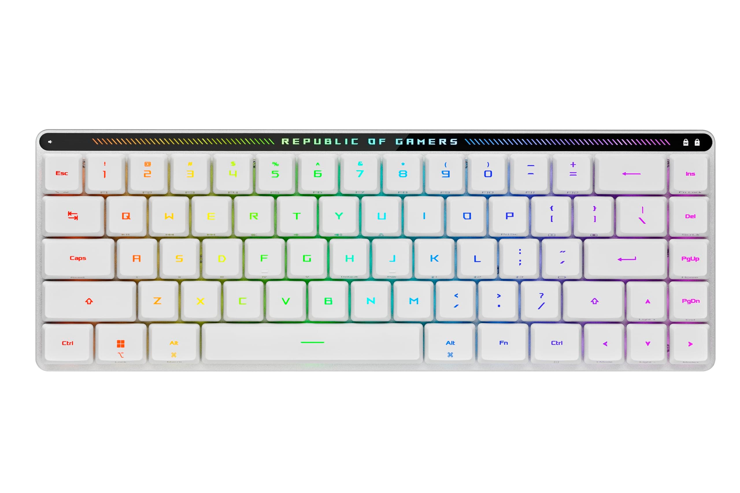 ASUS ROG Falchion RX Low Profile Wireless Gaming Keyboard – 65% Compact TKL, Tri-Mode Connectivity, ROG RX Red Optical Switches, RGB, Touch Panel, Keyboard Cover, PC/Mac Support - White