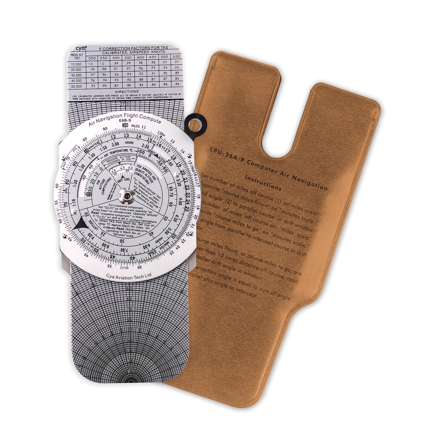 CYA Aviation Calculator, Micro E6B Metal Flight Computer, 7.4 x 4 Inch, Aluminum, Aviation Calculator