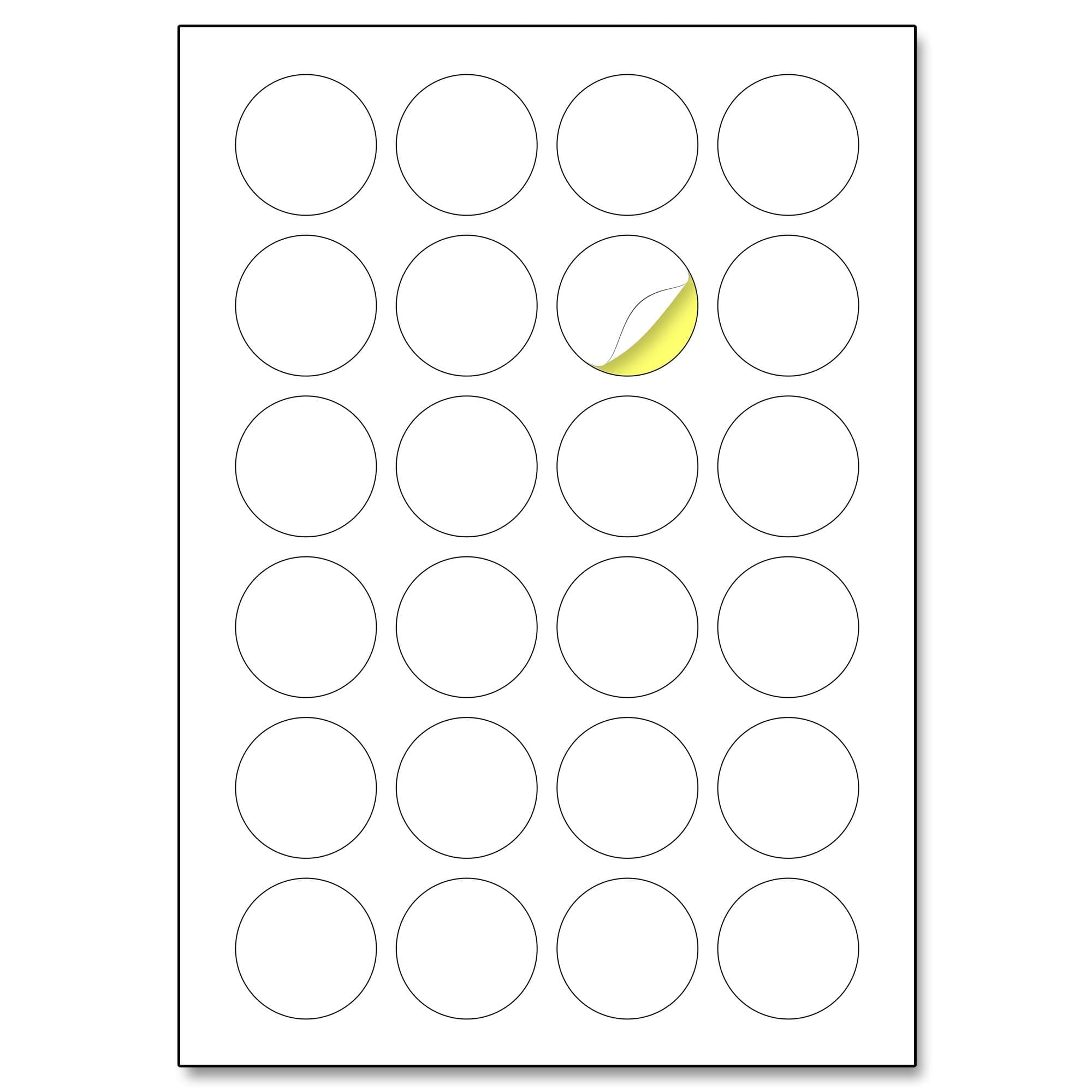 24 per Sheet, 25 Sheets, 40mm A4 Round White Sticker Paper Circle Labels, Laser/Inkjet Printing