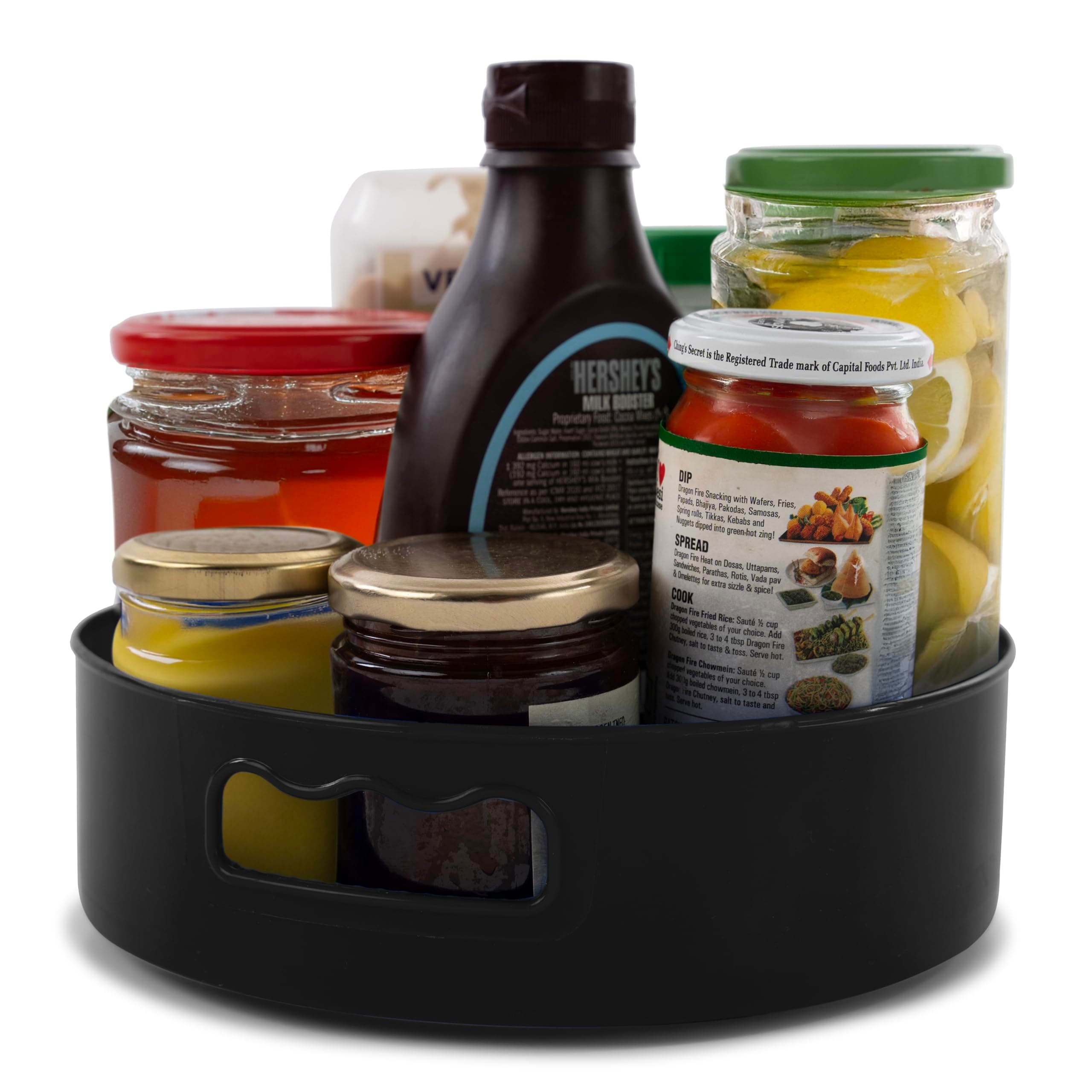 HomeWiz Multi-Purpose 360° Rotating Organizer Tray | Space-Saving Kitchen & Pantry Storage | Multi Purpose Organization Rotating Tray | Easy-Access Turntable for Spices, Storage & More | Black