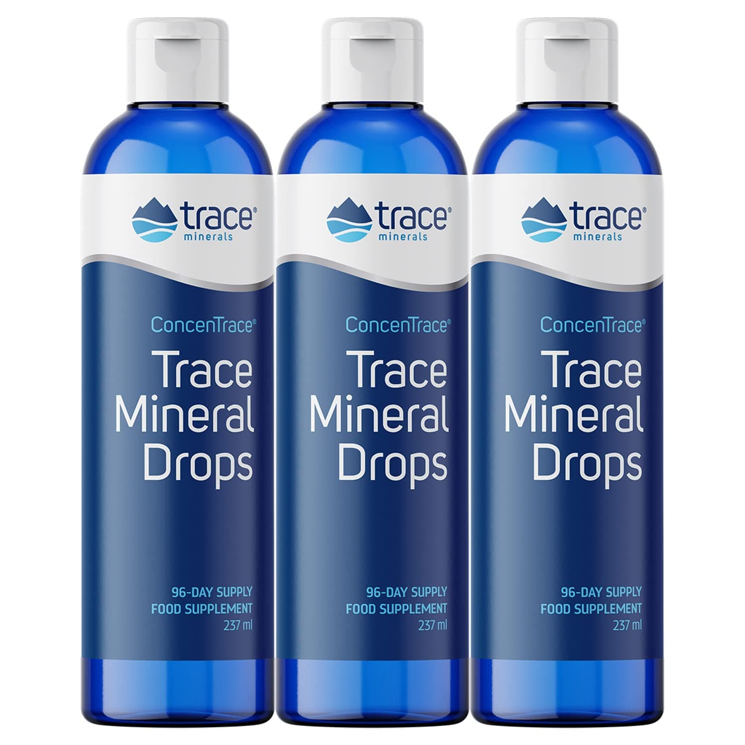 Trace Minerals ConcenTrace Drops | 72+ Minerals, Ionic Liquid Magnesium, Chloride, Potassium | Low Sodium | Energy, Electrolytes, Hydration | 288 Day Supply, 8 fl oz (Pack of 3)