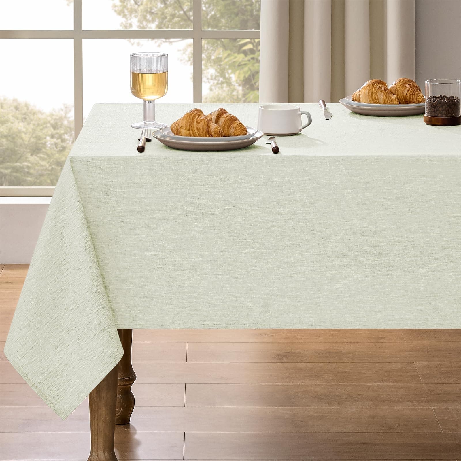 Extra Long Rectangle Linen Farmhouse Tablecloth for 10ft Table,Dirty-repel Easy to Clean Banquet Burlap Tablecloths for Dining& Kitchen Table(Oblong, 60 x 144 Inch (12-14 Seats), Light Grey)