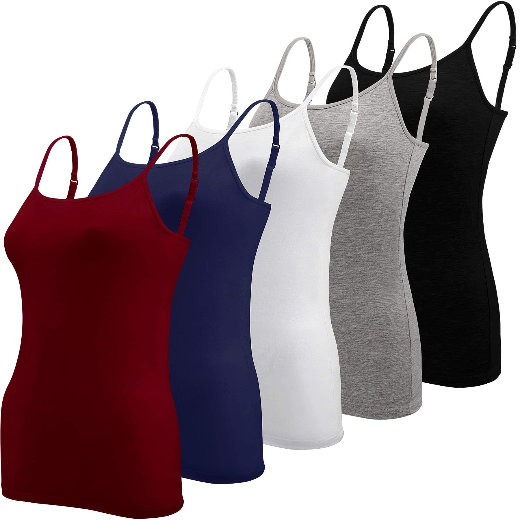 5 Pieces Basic Camisole Adjustable Strap Vest Top for Women and Girl