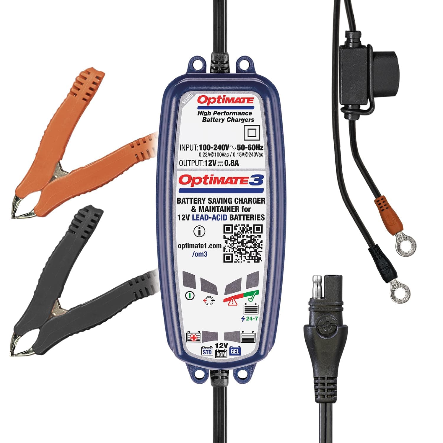 OptiMate 3 12V Motorcycle Automatic Battery Charger Optimiser