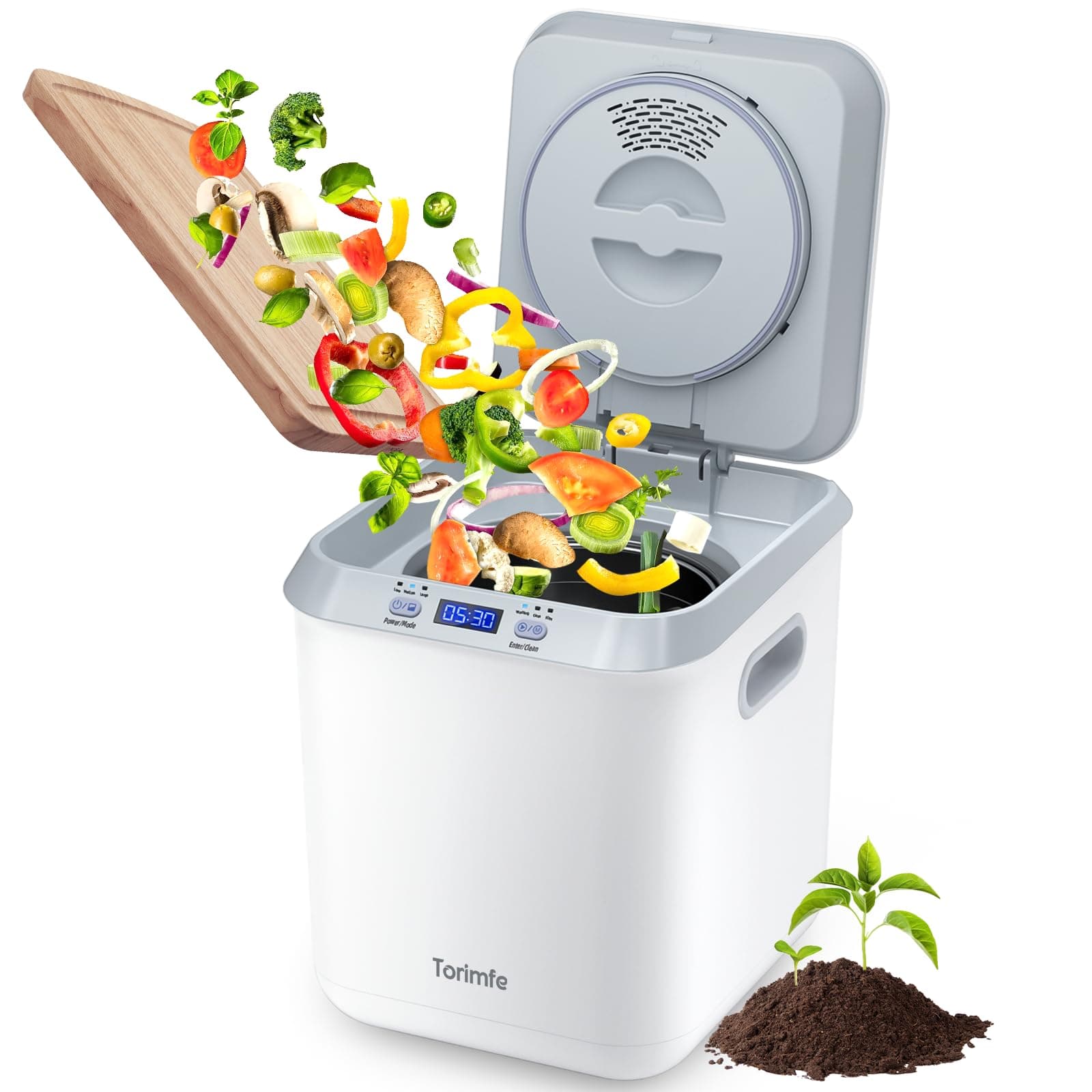 Electric Composter for Kitchen: Smart Compost Bin Outdoor/Indoor, Odorless/Auto-Cleaning/Intelligent LED Display, 2.5L Auto Garbage Disposal Home Countertop Composting Bin, Turn Waste into Fertilizer