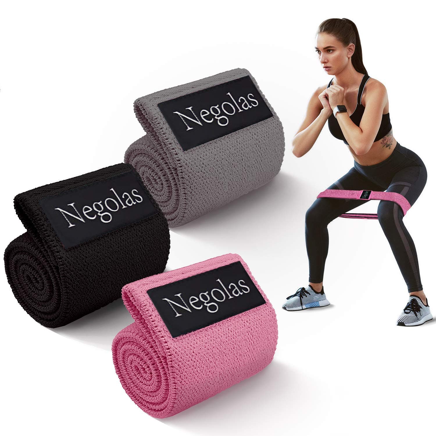 Resistance Exercise Bands for Legs and Butt, Workout Booty Bands Wide Elastic Loop Thick Cloth Thigh Bands Fitness Non Slip Stretch Bands with Free Carry Bag