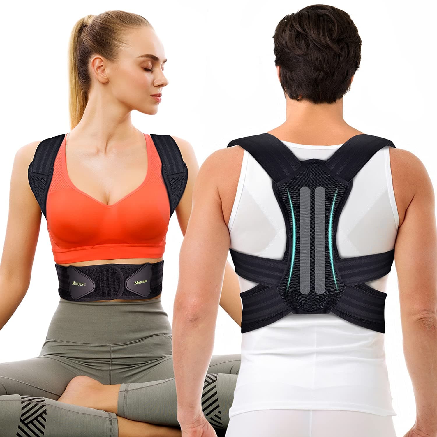 Mercase Professional Posture Corrector for Men & Women, Maximum Support Back Brace, Adjustable & Rigid for Upper Back Pain, Shoulder Relief, Spine Alignment, Stops Slouching, Extra Large(39-50 in)