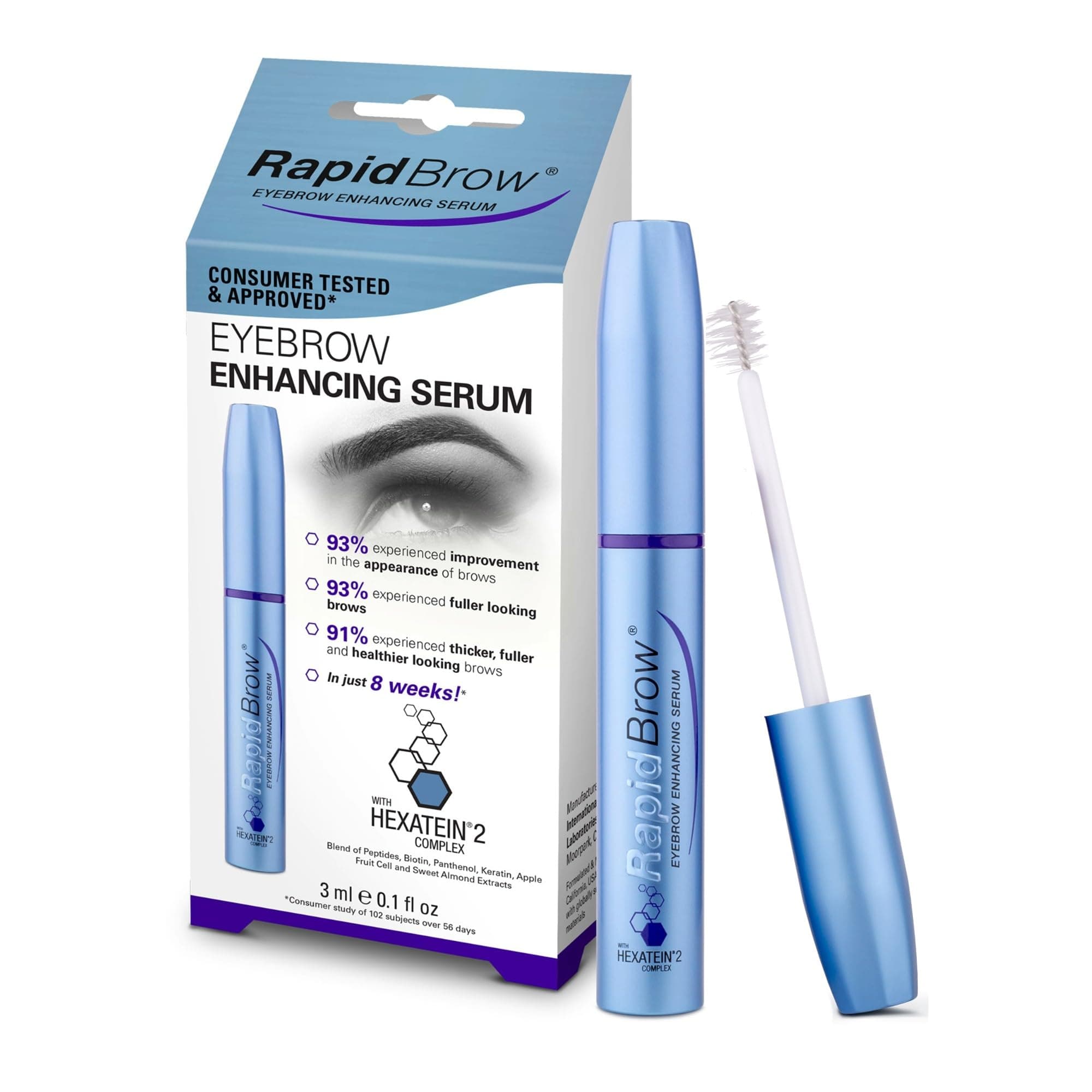 RapidBrow Eyebrow Enhancing Serum, Hexatein 2 Complex, 3 ml (Pack of 1)
