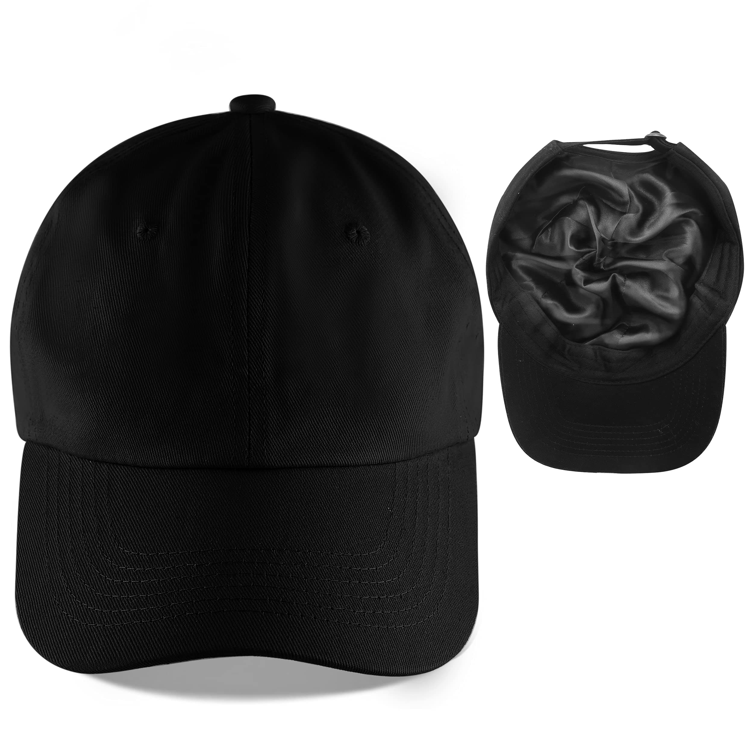 Baseball Cap Satin Lined: Silk Lining Help Prevent Frizz Breakage - Sport Adjustable Hat for Women