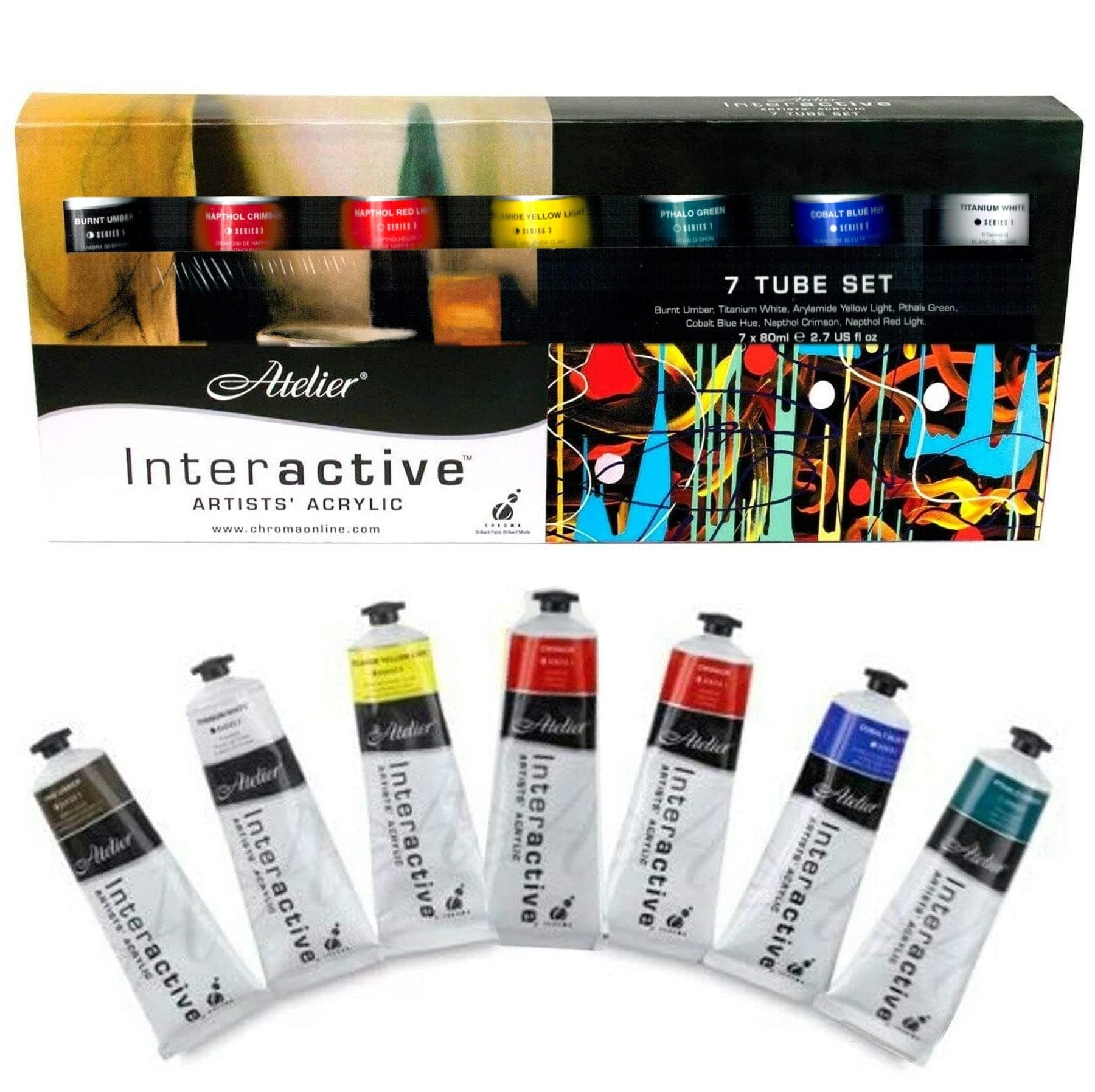 Atelier Interactive Acrylic 7 x 80ml Tube Boxed Set