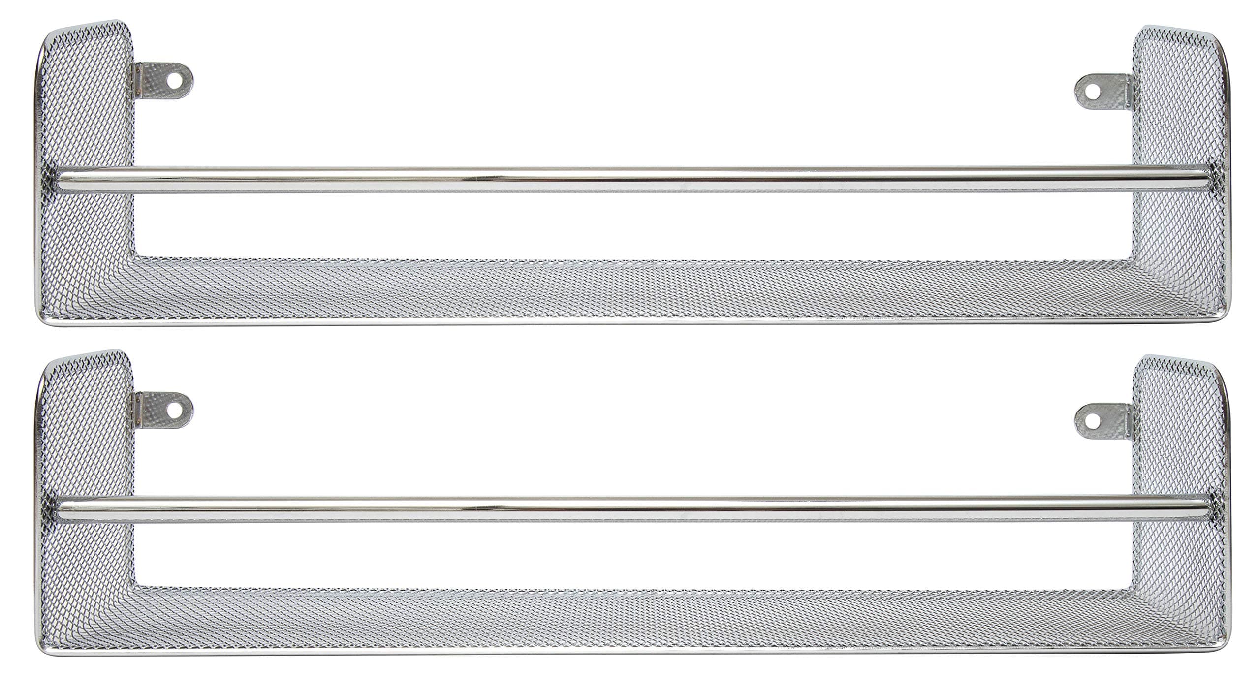 Amtido Spice Rack 2-Pack Wall and Inside Cupboard Door Mount - Metal Mesh Spice and Jar Holder Organiser - Chrome