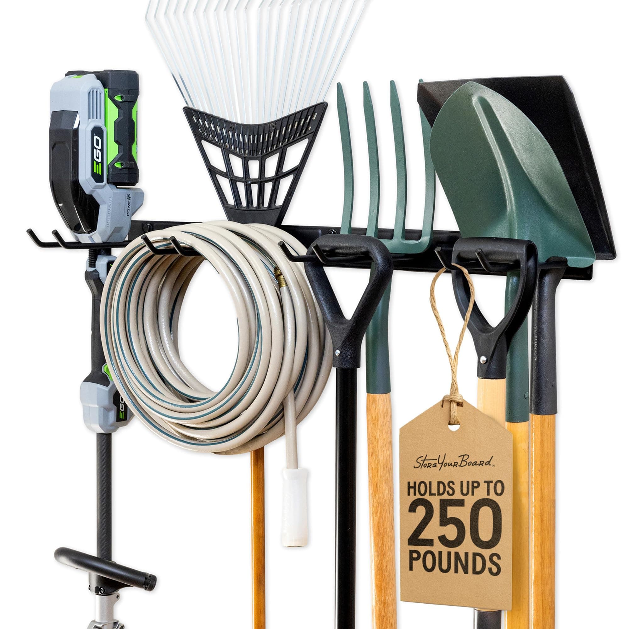 - StoreYourBoard 36" Garage Tool Organizer Wall Mount | Garden Tool Organizer System | Heavy Duty Garden Tool Storage Rack for Yard Tools Rakes Shovels 250lbs Garage Organization | 4 PVC Coated Hooks