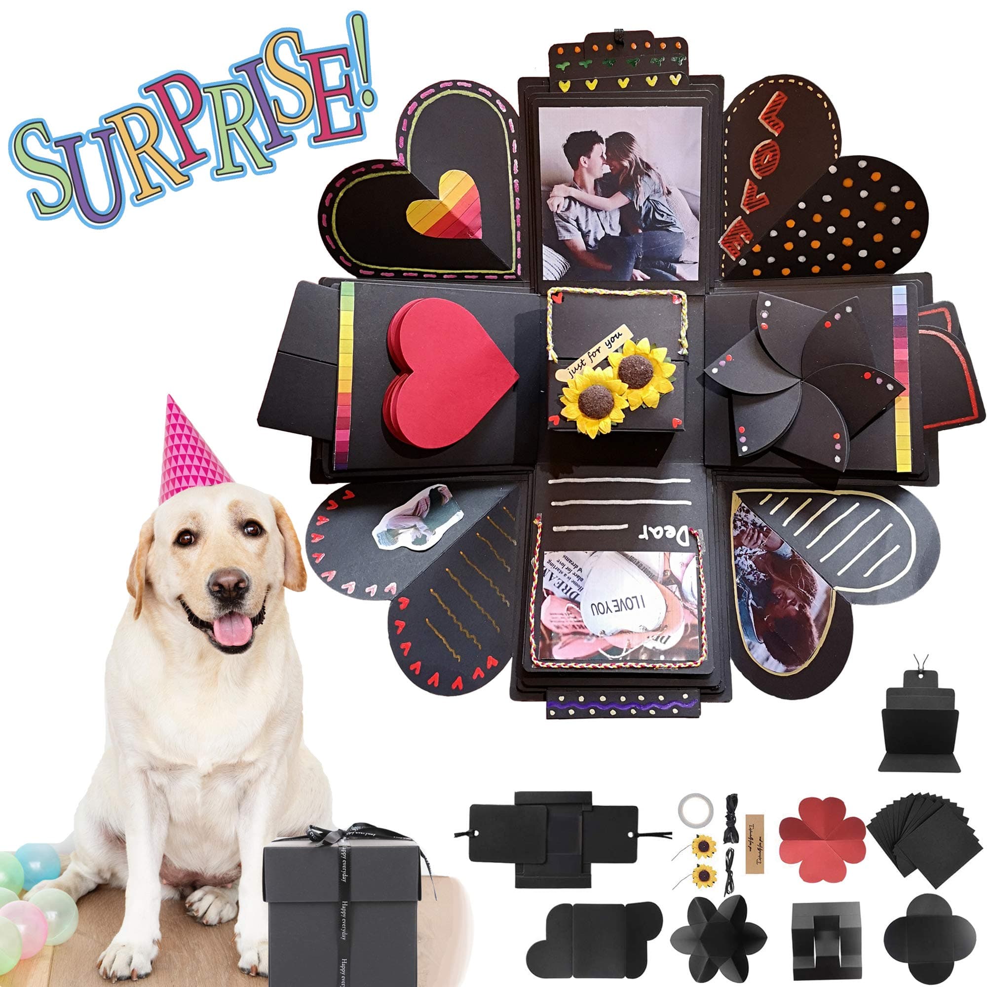 Iespandi 3D DIY Creative Explosion Gift Box Set with Lids; Love Memory Photo Scrapbook Paper Kit; Surprise Handmade Gifts Decorative Boxes for Birthday, Wedding, Jewelry, Boyfriend, Anniversary