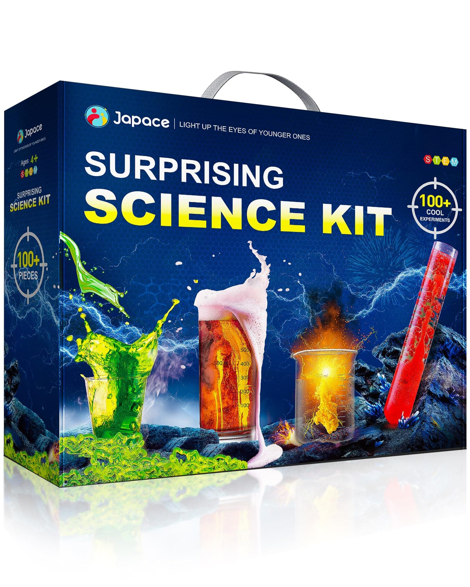 Japace 100+ Science Lab Experiments Kits for Kids, STEM Activities Educational Scientist Toys for Boys Girls Chemistry Set, Cool Christmas Birthday Gift Ideas Holiday Suprise