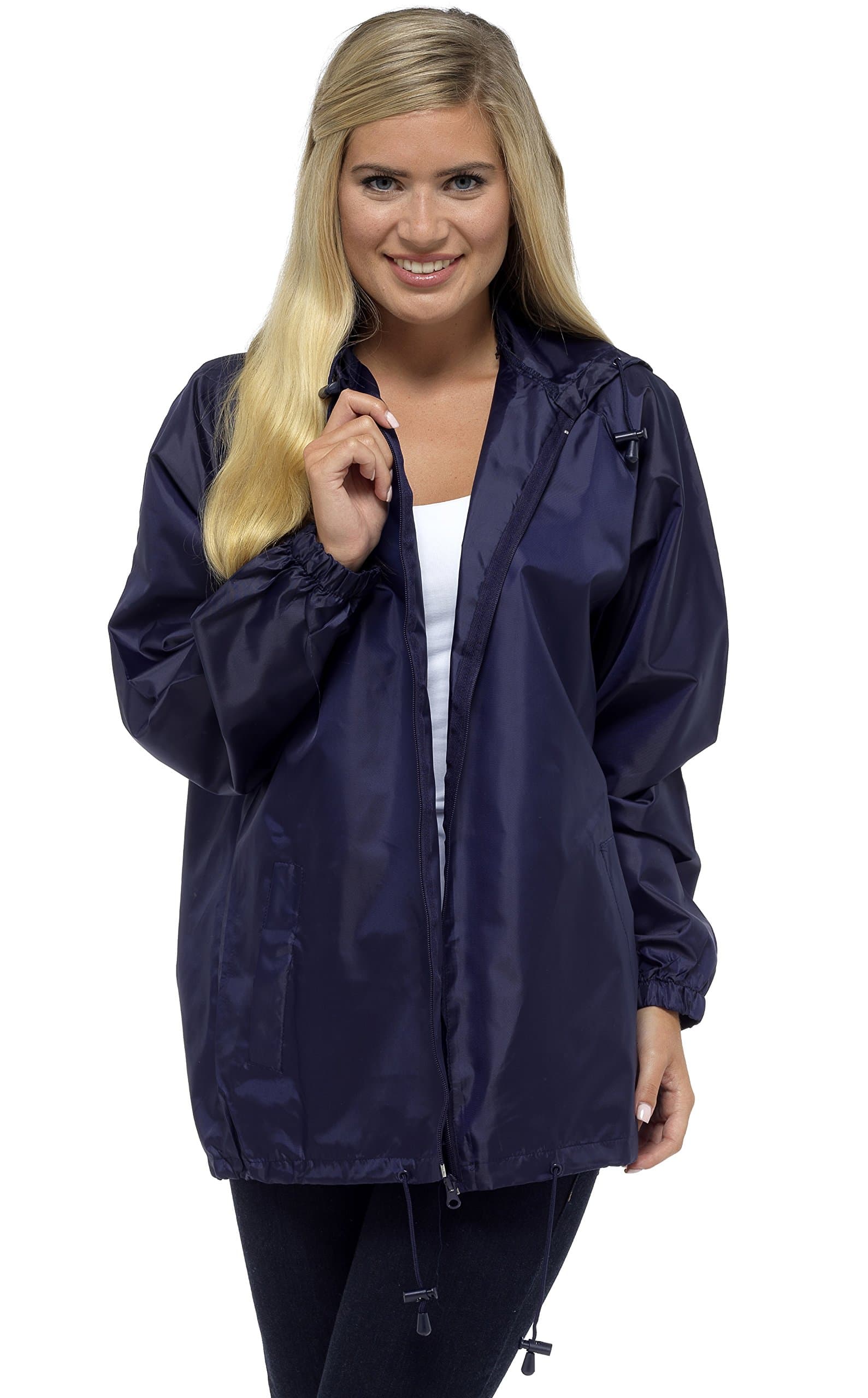 Storm Ridge Ladies Pack Away Rain Mac Full Zip Jacket Blue L