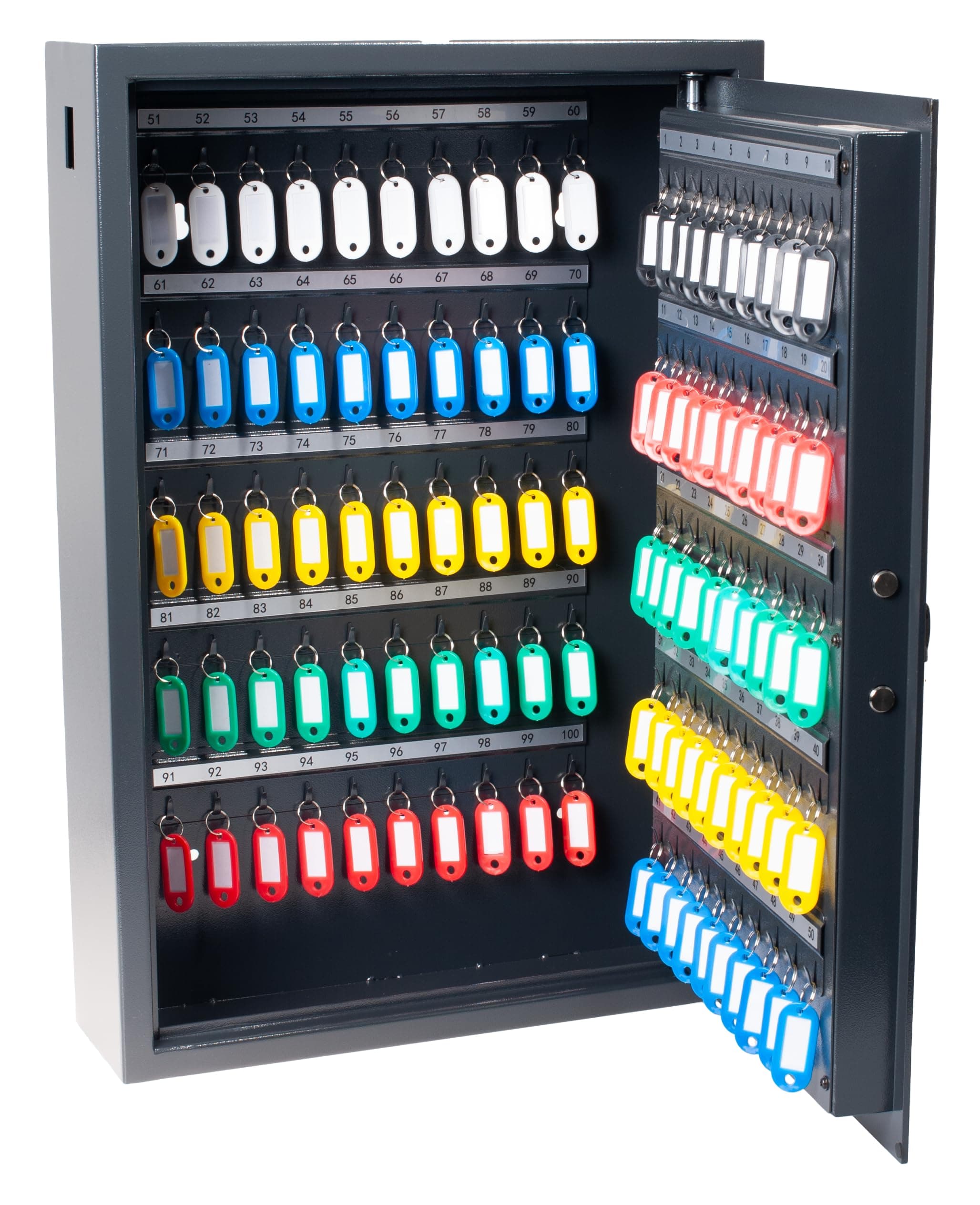 PAVO 8056019 Key Box/Cabinet/High Security Safe with Electronic Lock 100 Hooks with Side Slot – Dark Grey