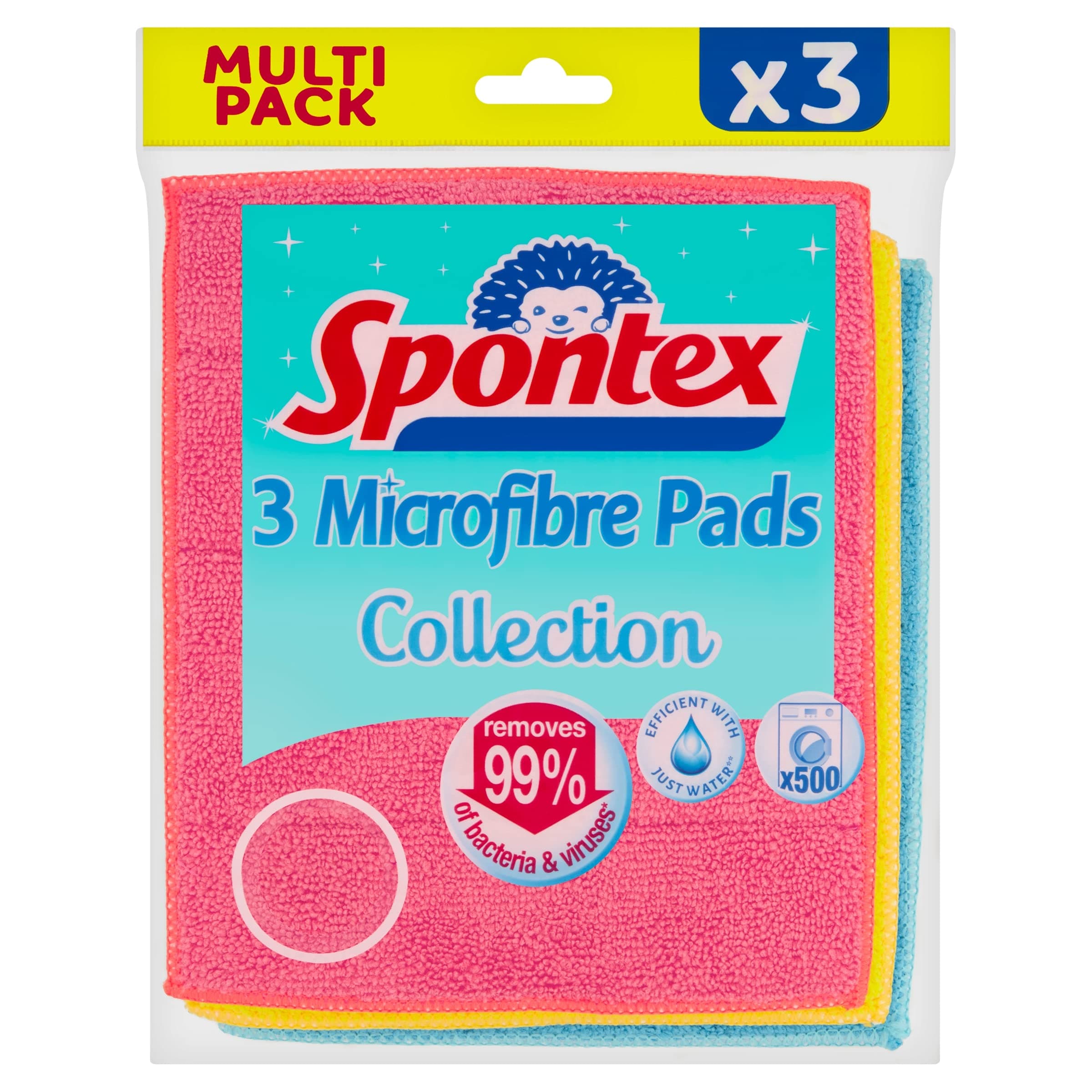 Spontex Microfibre Pads, 3 Count (Pack of 1), Package may vary