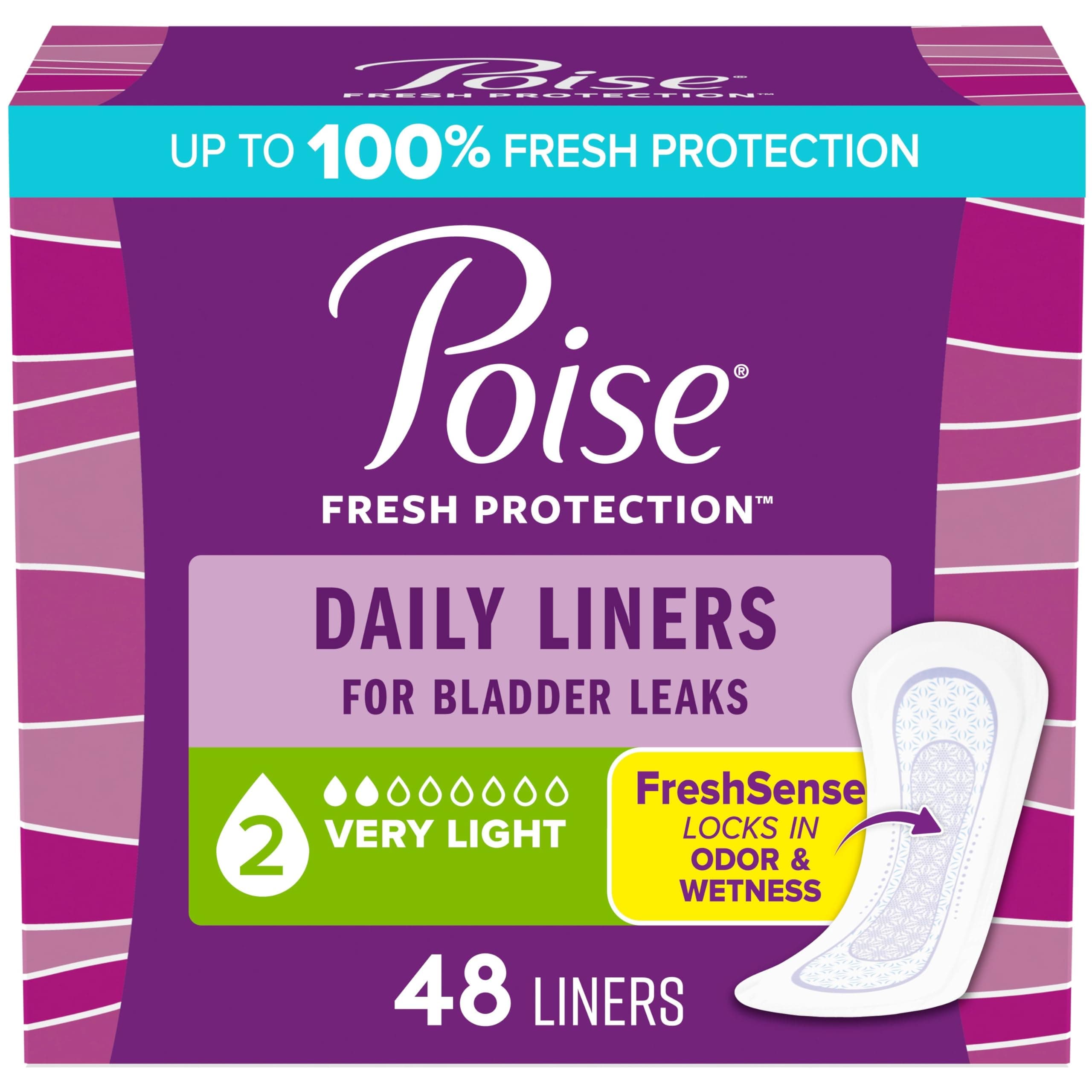 Poise Liners, Regular Length, Very Light Absorbency-48 ct by Poise