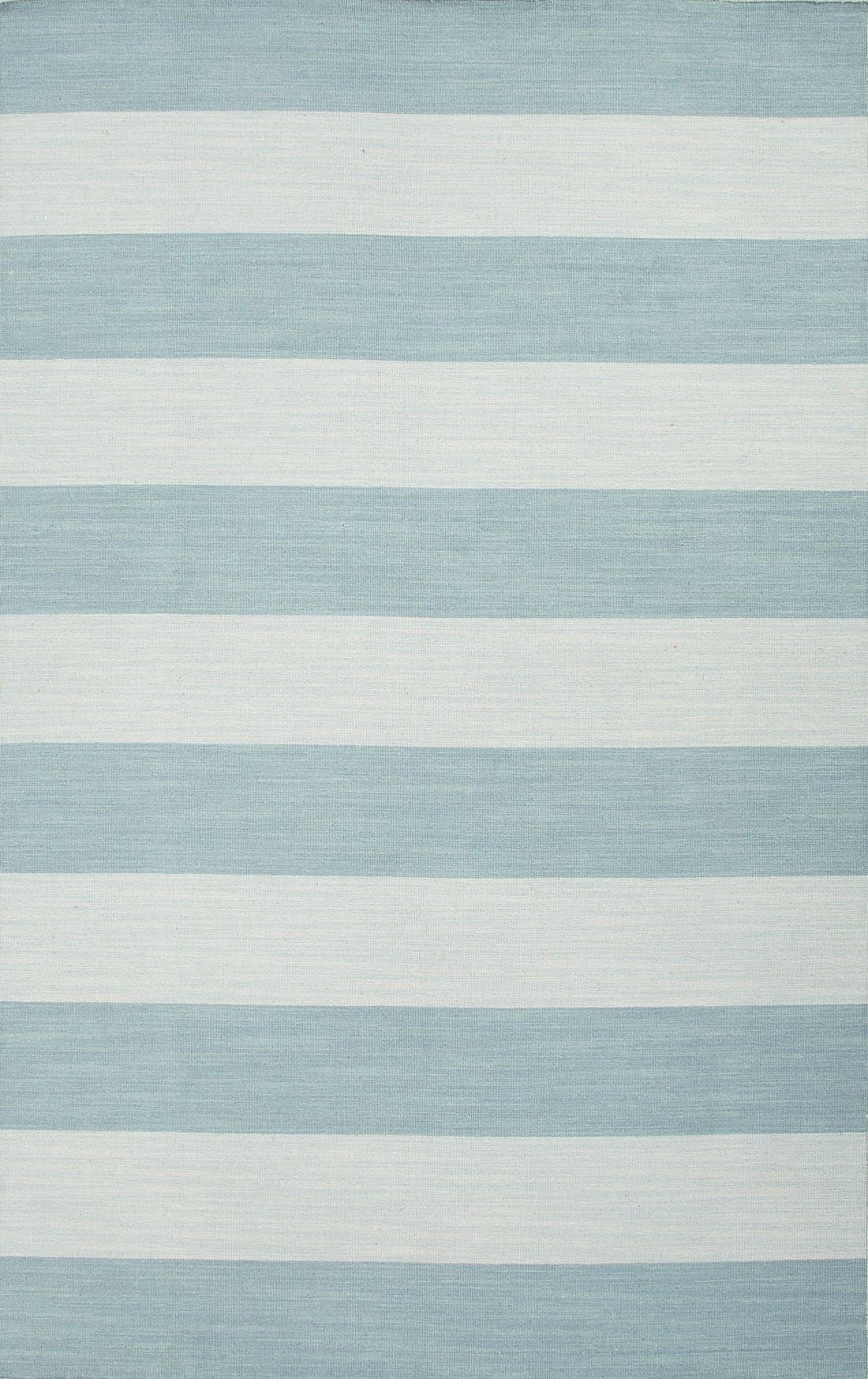 Flat-Weave Stripe Pattern Wool Area Rug, 4 by 6-Feet, Sea Mist Green/Cool Aqua
