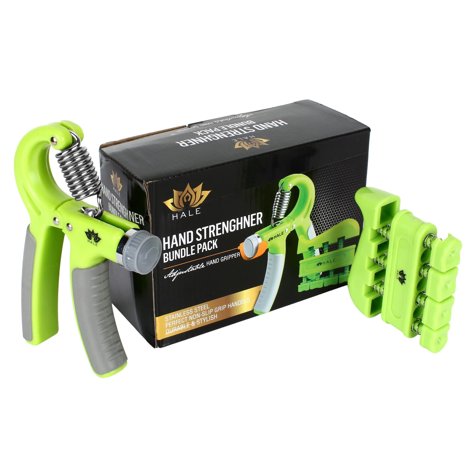 Hale Hand Grip Strengthener Bundle Pack|Extreme Forearm Strength(Adjustable &Non-Slip 22-88lbs)|Finger Coordination and Strength Trainer Included |for Gym,Instrument Players,Adventure Sports