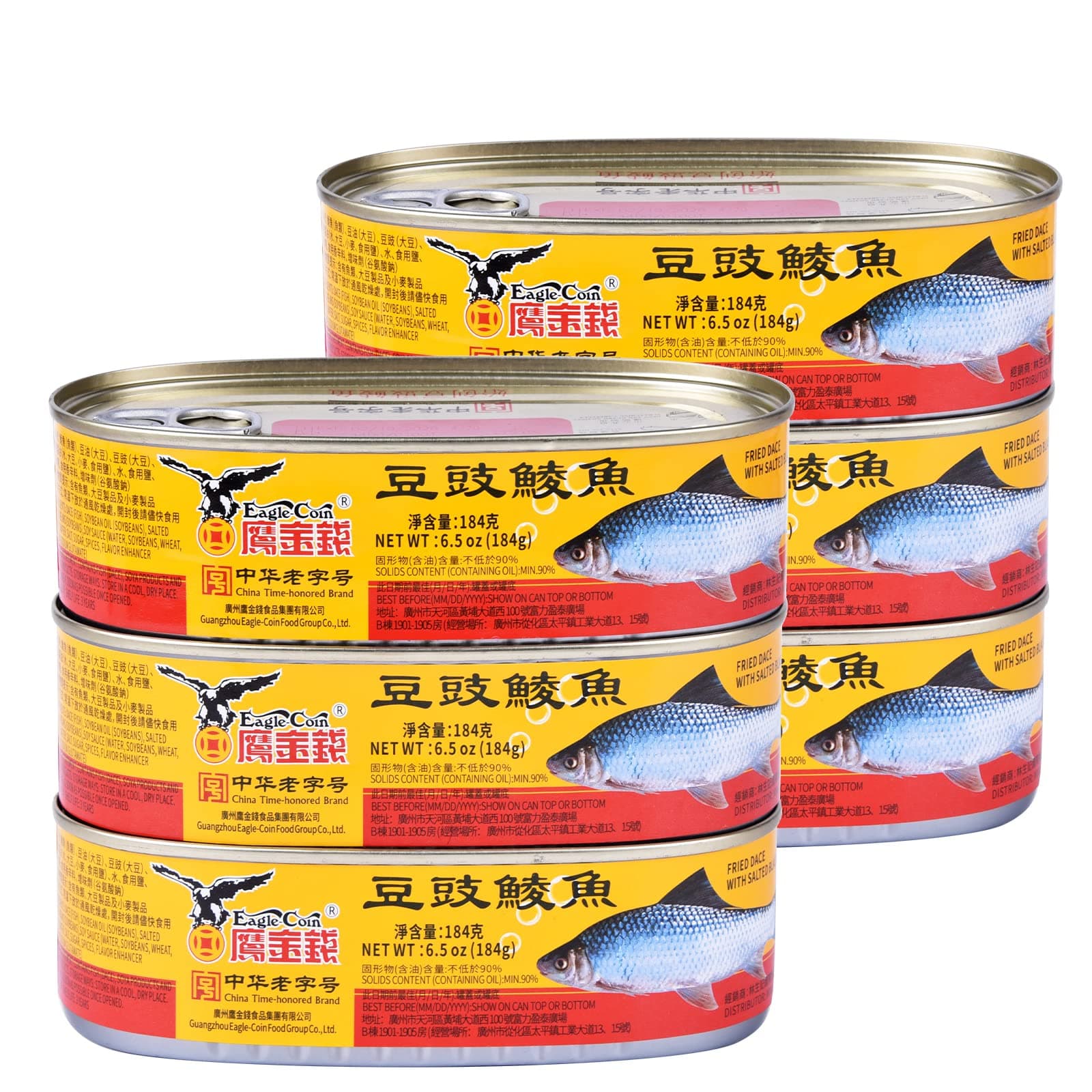 Eagle-Coin 6 Pack Dace (Fried & Whole) w/Salted Black Bean in Oil 6.5 oz