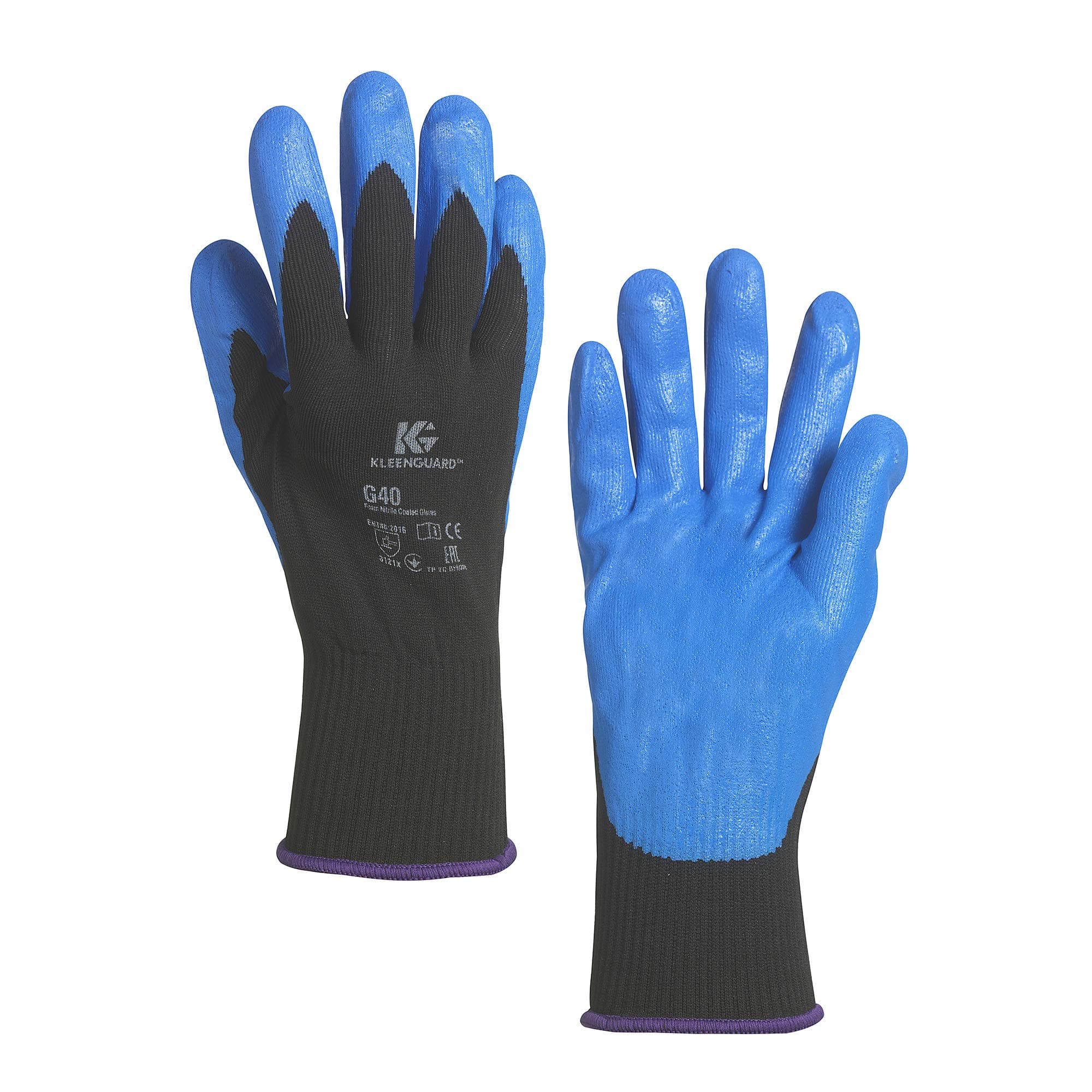 KLEENGUARD G40 Work Gloves, Medium, Blue, Black, 60 Pairs