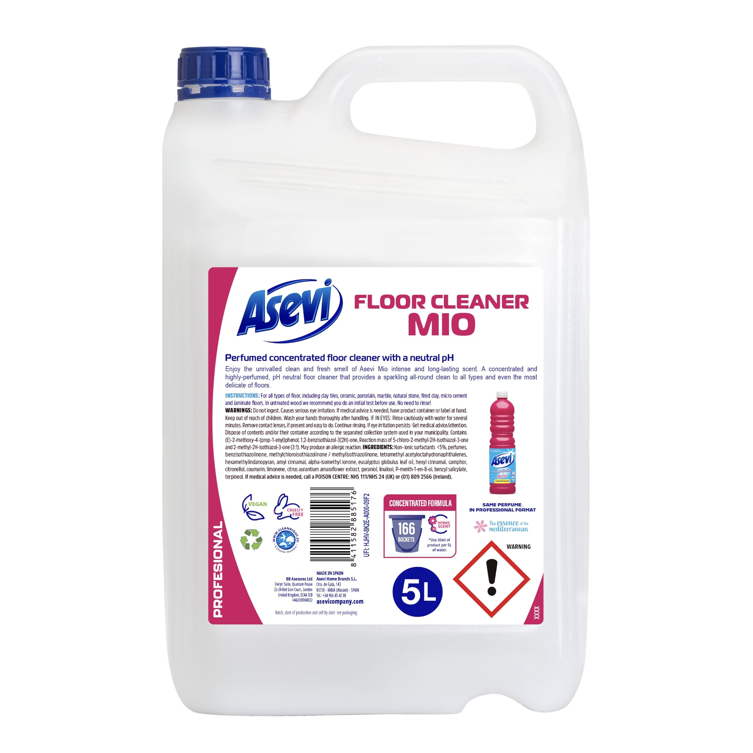 Mio Concentrated Floor Cleaner Liquid - Powerful Solution for Laminate, Stone and Hard Surface Care - 5L