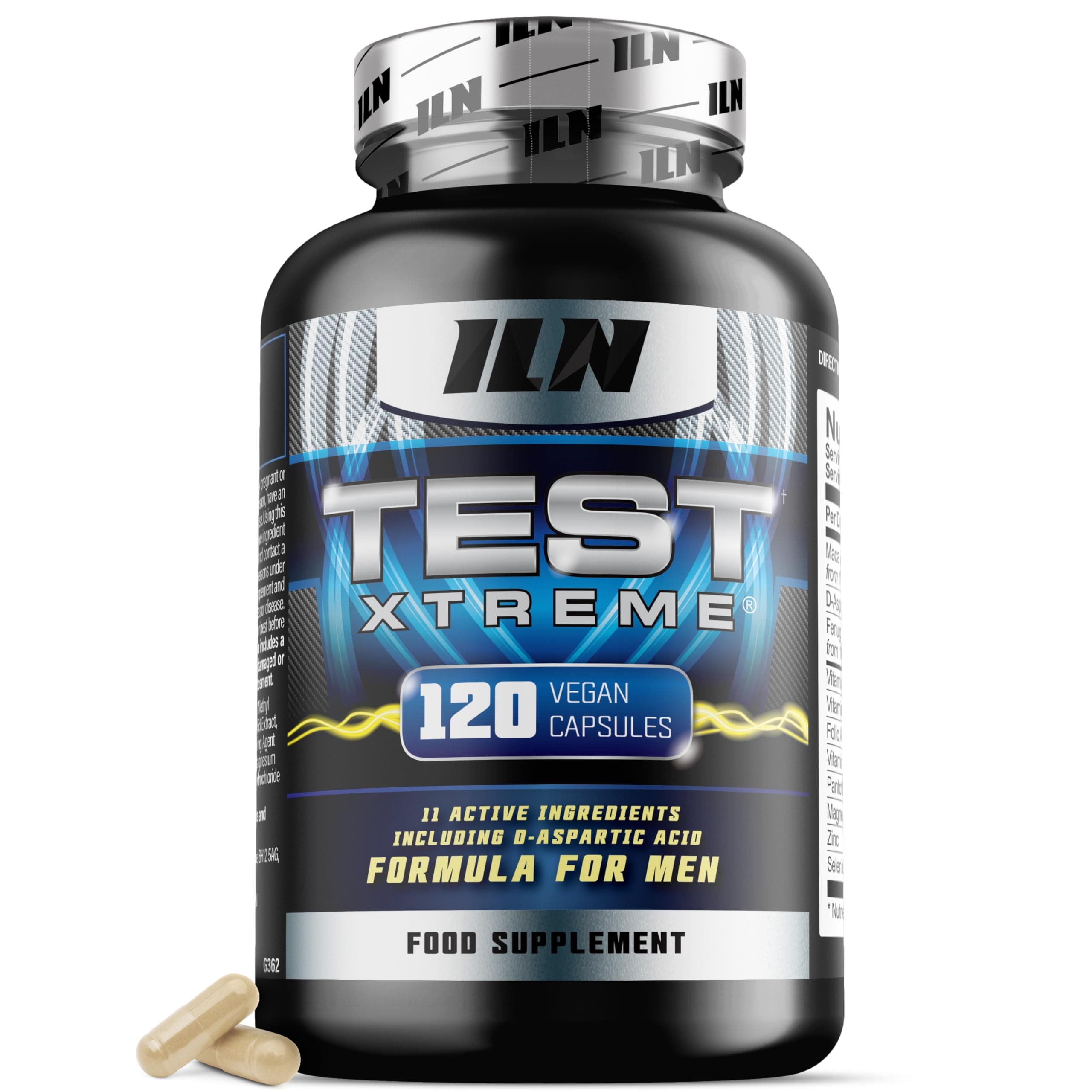 Test Xtreme Supplement for Men – High Strength Booster Supplements with D-Aspartic Acid, Maca Root, Zinc and Magnesium (120 Vegan Capsules)