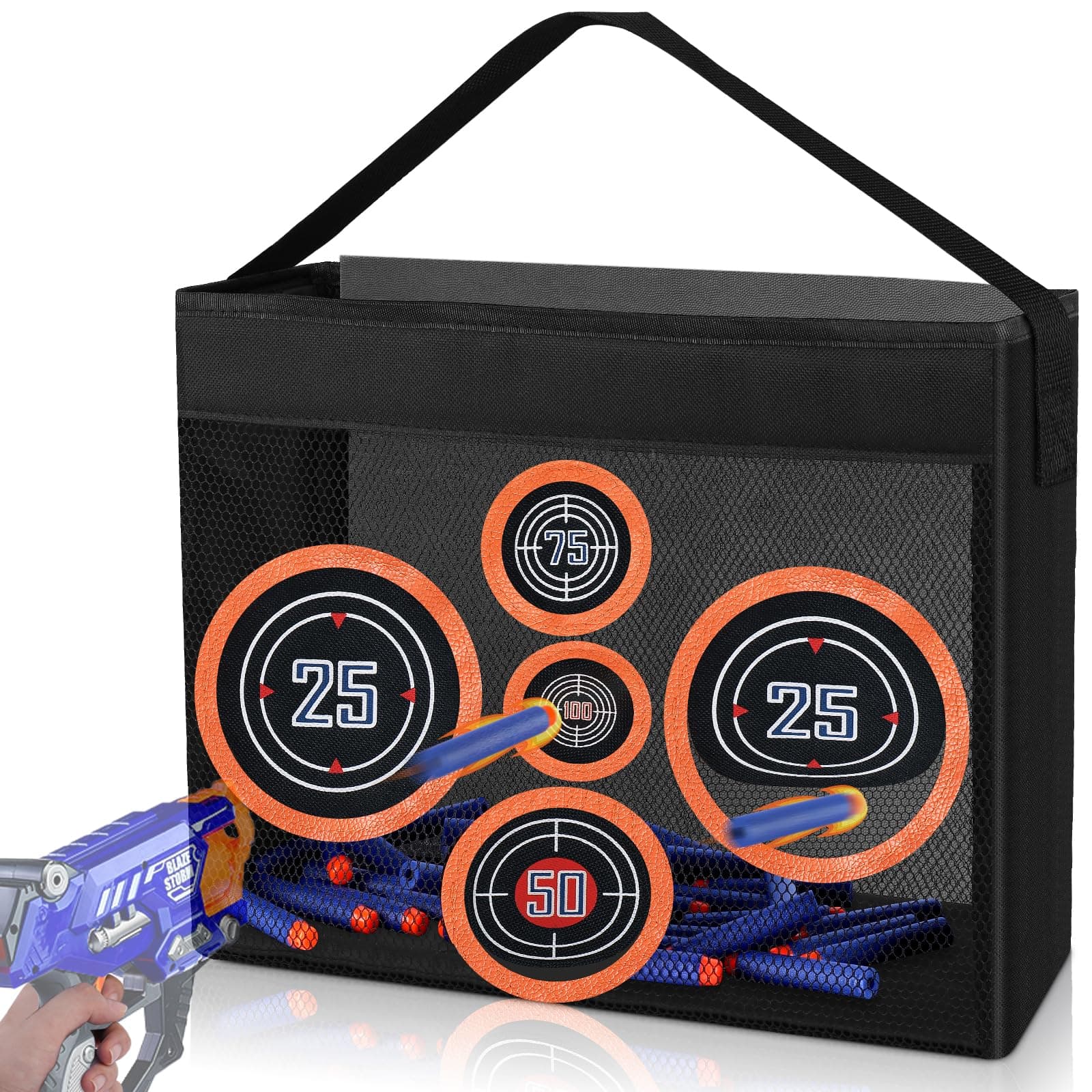 Toy Target Fits for Nerf Guns, Portable and Foldable Net Taget for Shooting Practice, with Mesh Netting for Outdoor or Indoor Play, Birthday or Party Gift (Target ONLY)