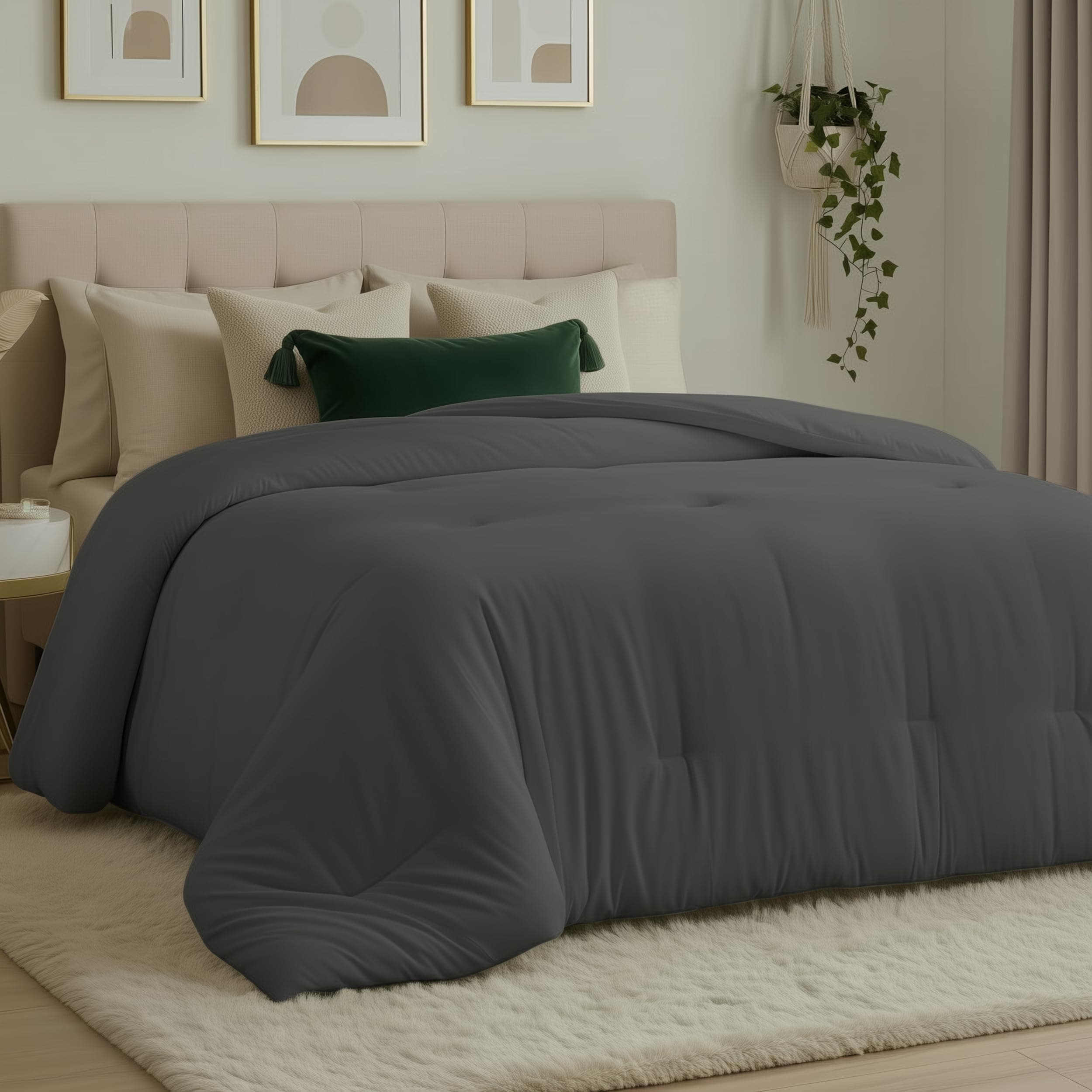 Utopia Bedding Comforters Queen Size, All Season Duvet Insert, Down Alternative Queen Comforter with Corner Tabs, Machine Washable Bed Comforter 88 x 88 Inches (Grey)