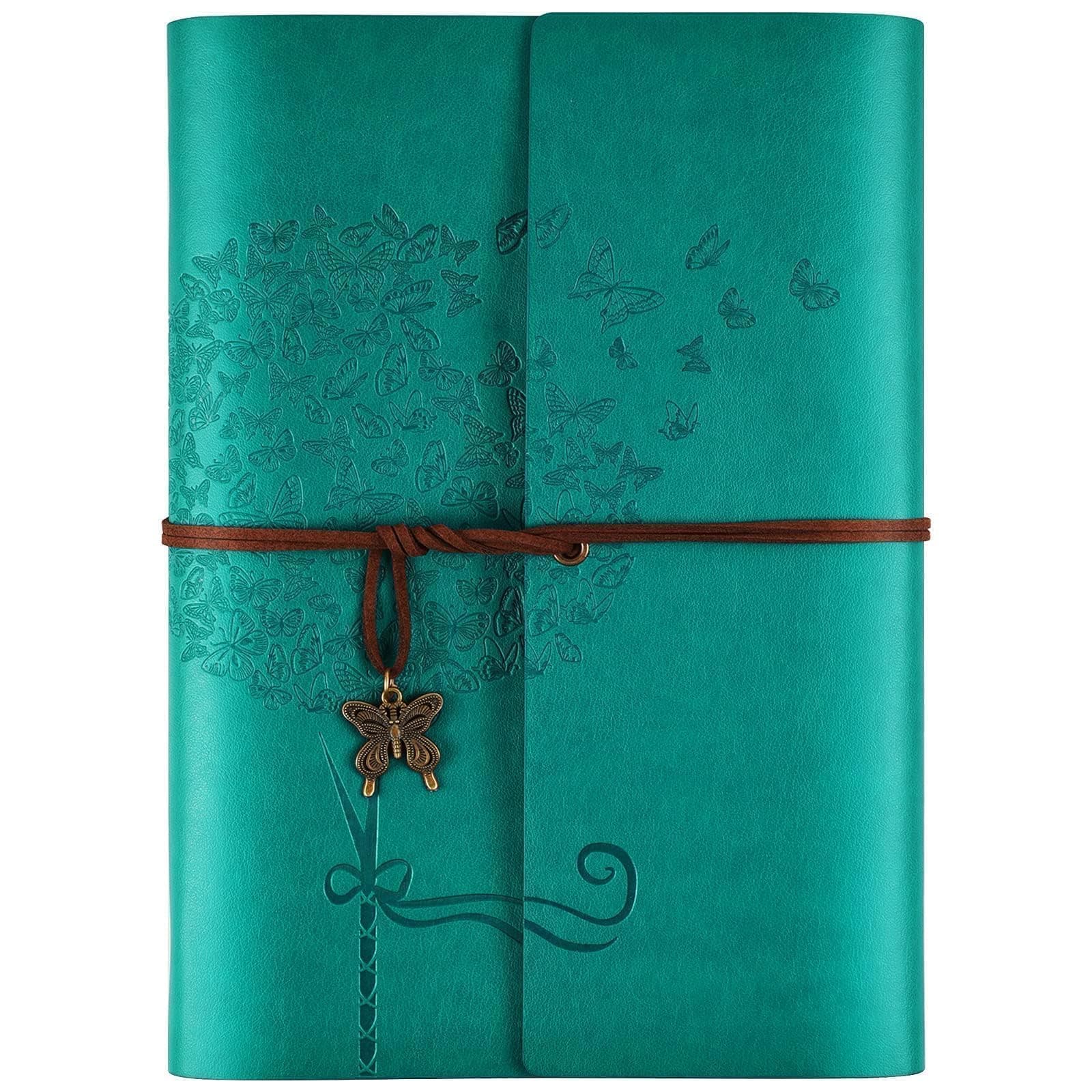 OMEYA Leather Journal Notebook, Refillable Writing Journal Diary Planner,Gifts For Women,Men, Girls, Sister, Friends (Blue, A5-9.3''×6.3'')