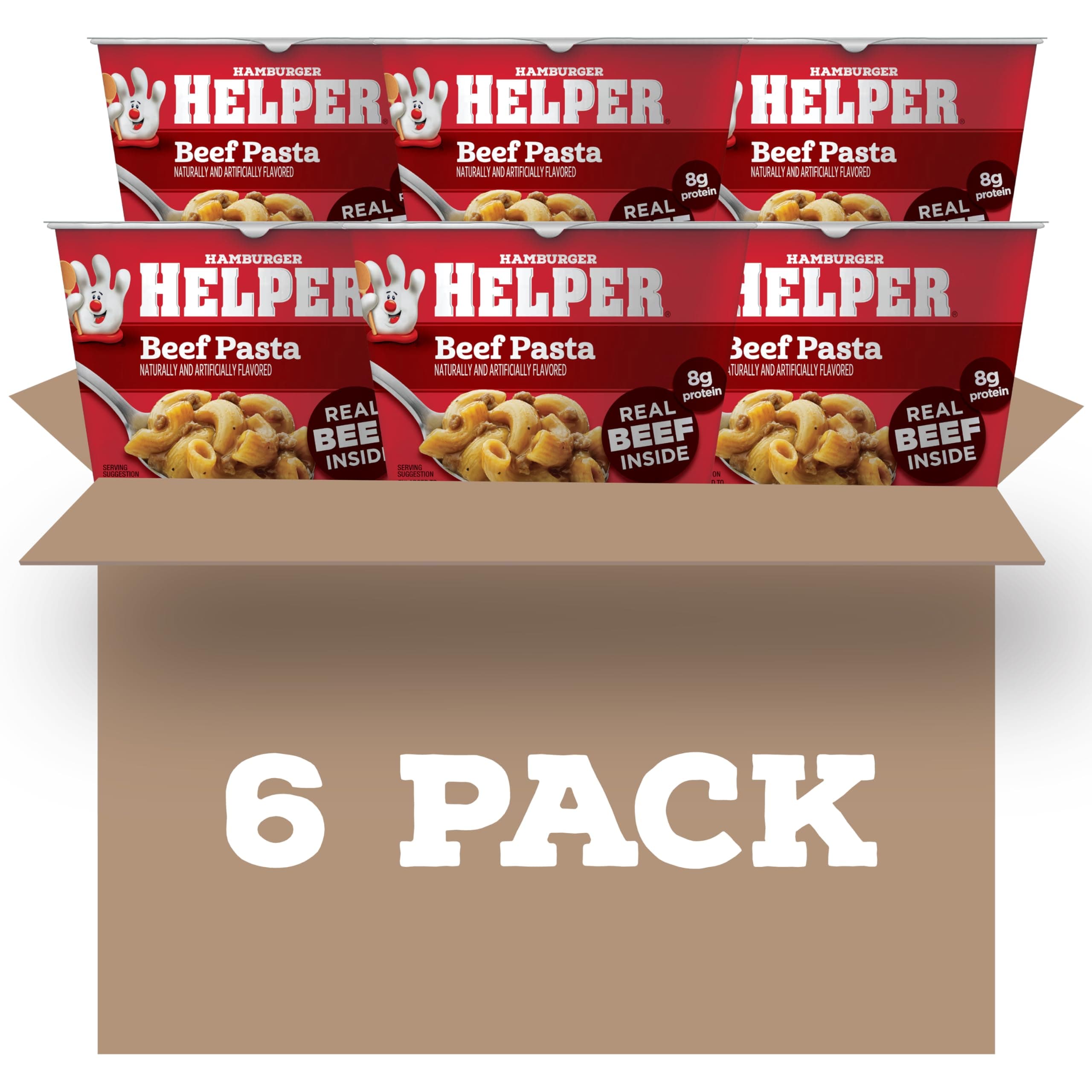 Hamburger Helper Beef Pasta Microwave Cup (2 oz - 6 Pack) No Artificial Flavors, Ready in 4 Minutes, Quick Meals for Midweek Dinners, Busy Evenings & Families On-the-Go