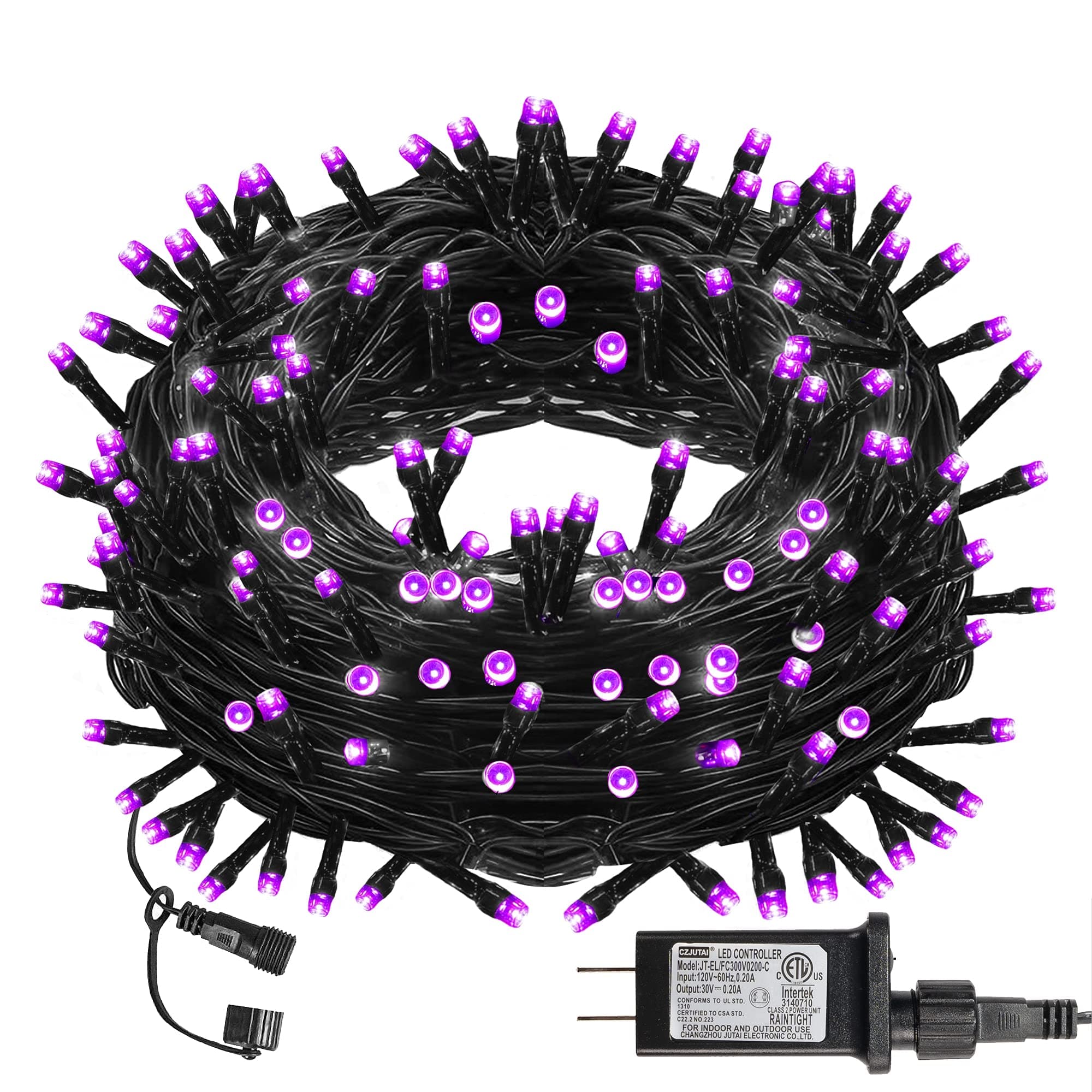 Halloween 300 LED String Lights, 100FT Connectable String Lights with 8 Lighting Modes, Halloween Decorations for Party Carnival Supplies, Indoor Outdoor Yard Garden Decor (Purple)